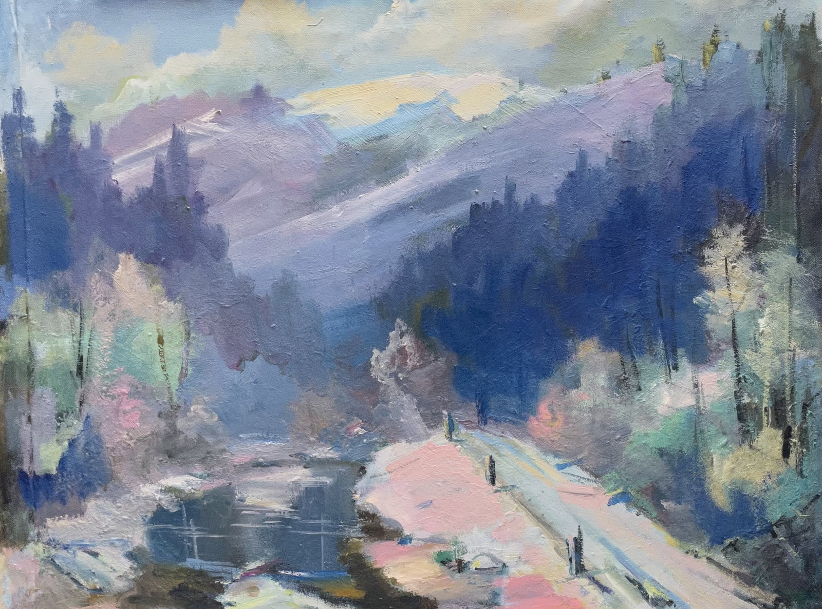 Oil painting Mountain's fog Ivan Romanyuk: Title: Oil painting Mountain's fog Ivan Romanyuk Description: 60ROM Painter: Ivan Romanyuk S?ze: 80x65 cm/31,4x25,5 inches Components: oil, canvas Original painting CONDITION: exellent ARTIST: A nativ