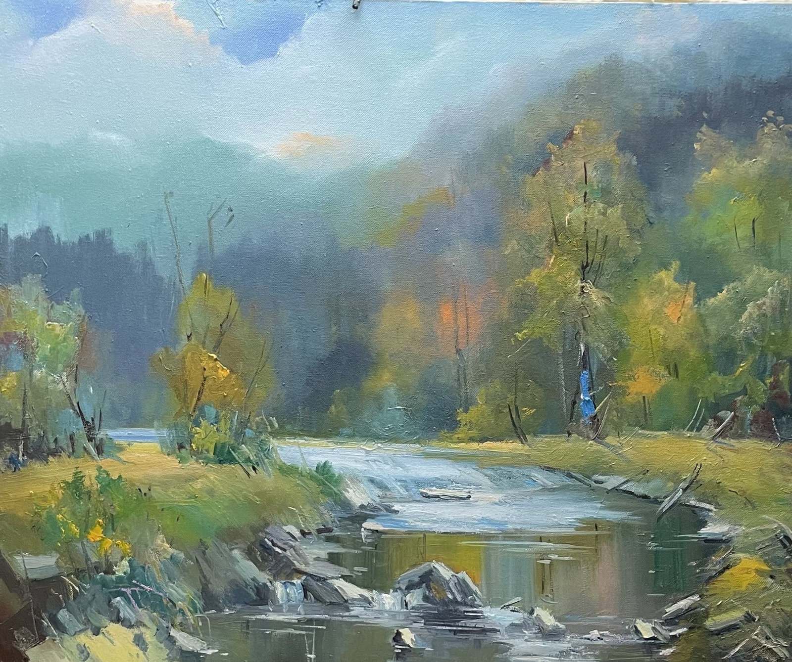 Oil painting Distant mountains Ivan Romanyuk: Title: Oil painting Distant mountains Ivan Romanyuk Description: 63ROM Painter: Ivan Romanyuk S?ze: 80x65 cm/31,4x25,5 inches Components: oil, canvas Original painting CONDITION: exellent ARTIST: A na