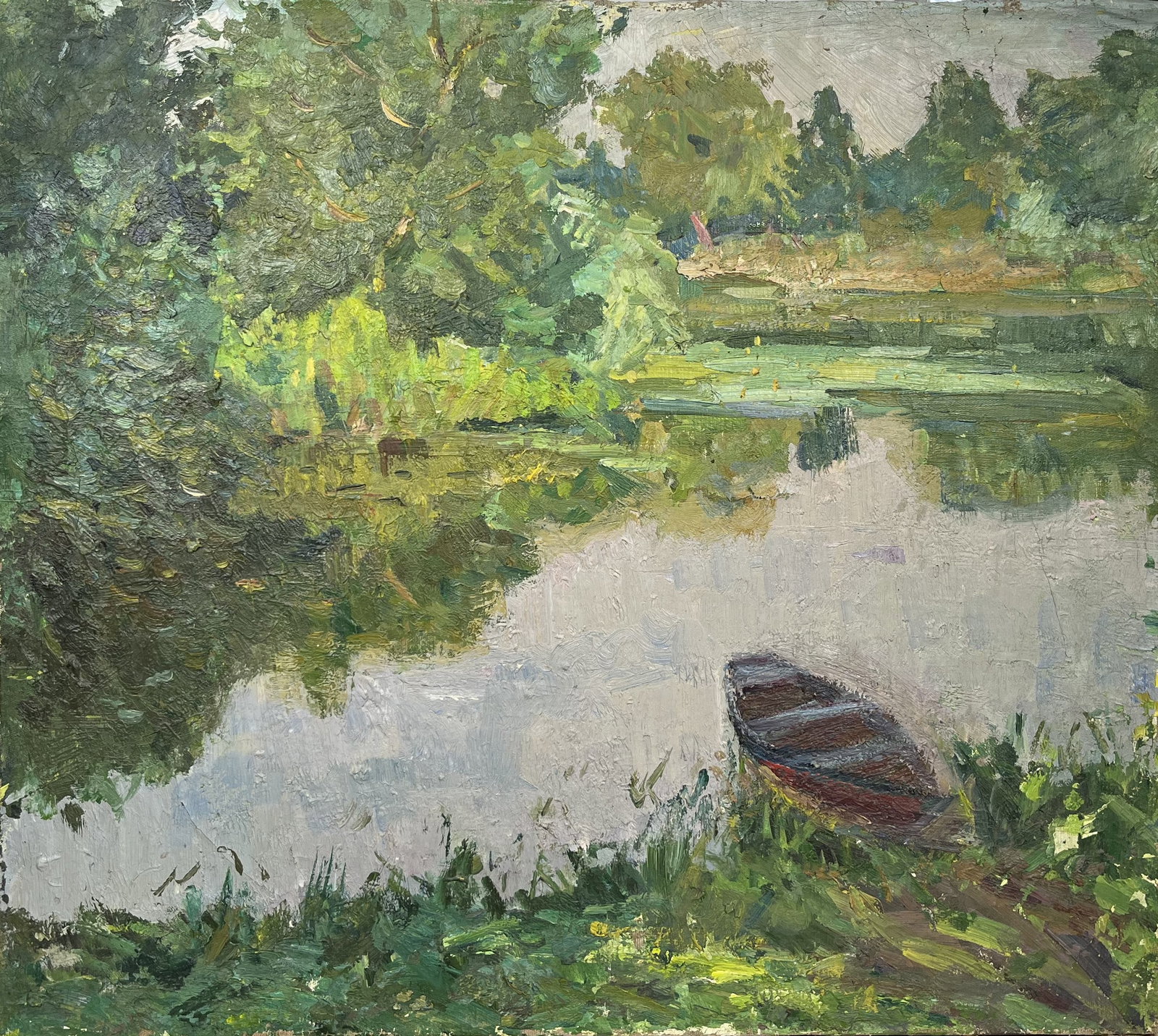 Oil painting Quiet backwater Kogan-Shatz: Title: Oil painting Quiet backwater Kogan-Shatz Description: 129??Duk Painter: Kogan-Shatz S?ze: 70x80 cm/27,56x31,49 inches Components: oil, canvas Original painting from our collection ERA: Short in