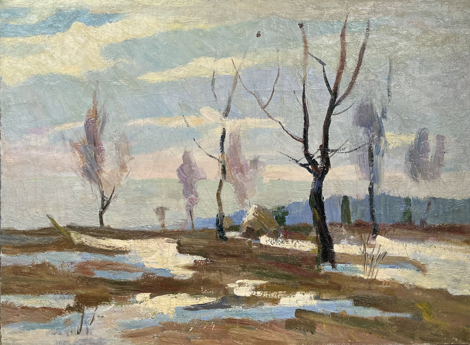 Oil painting Cold March Kogan-Shatz: Title: Oil painting Cold March Kogan-Shatz Description: 130??Duk Painter: Kogan-Shatz S?ze: 60x80 cm/23,62x31,49 inches Components: oil, canvas Original painting from our collection ERA: Short informa