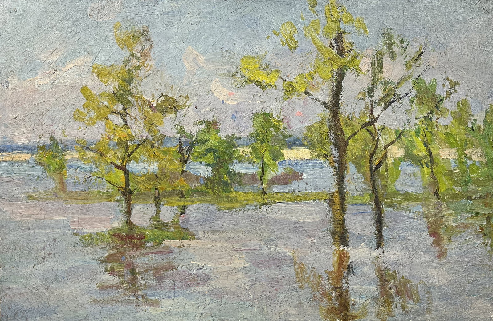 Oil painting River flood Kogan-Shatz: Title: Oil painting River flood Kogan-Shatz Description: 131??Duk Painter: Kogan-Shatz S?ze: 46x69,5 cm/18,11x27,36 inches Components: oil, canvas Original painting from our collection ERA: Short info