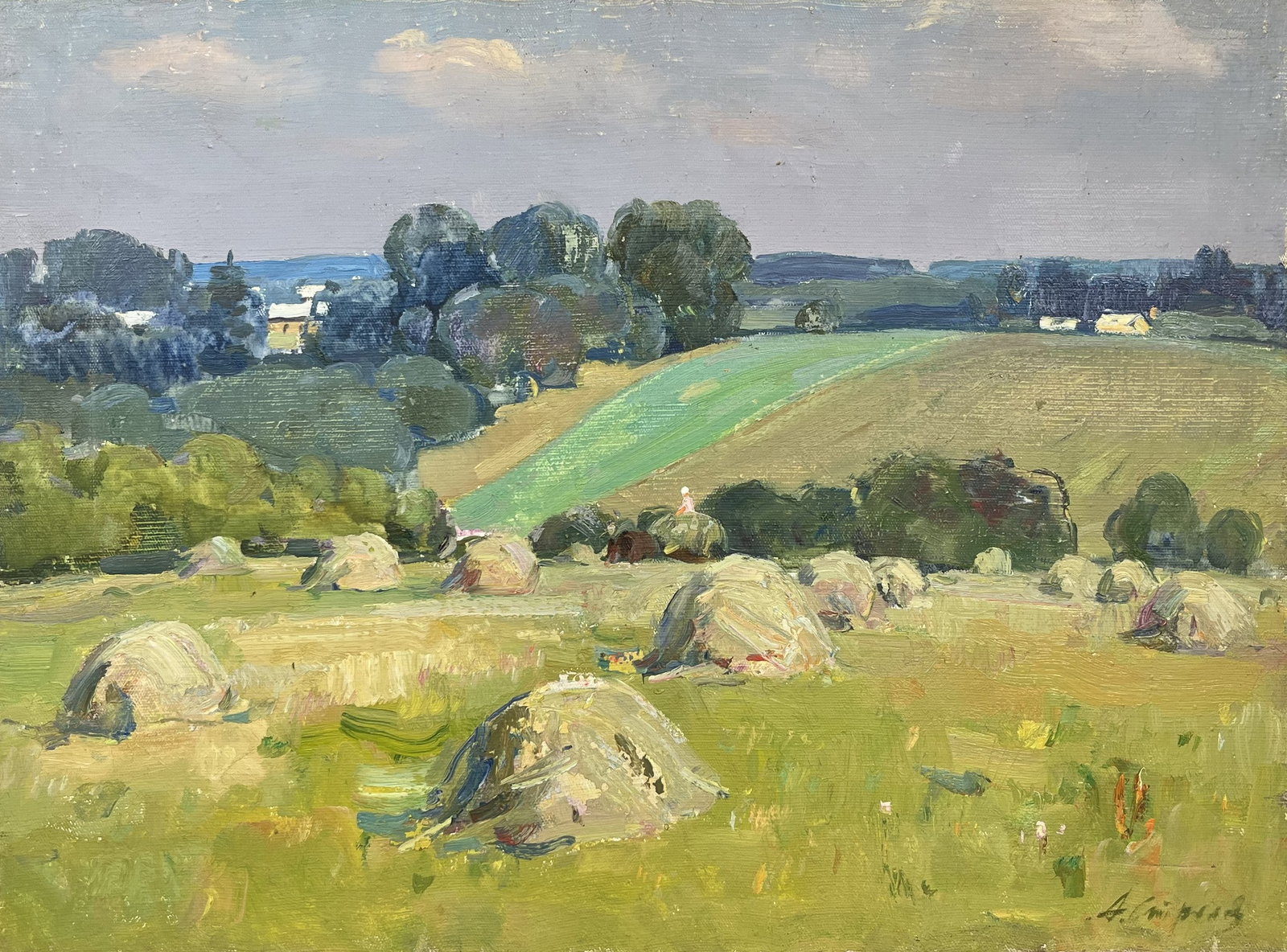 Oil painting Cut hay Strelov A.: Title: Oil painting Cut hay Strelov A. Description: 138??Duk Painter: Strelov A. S?ze: 49,5x60 cm/19,49x23,62 inches Components: oil, canvas Original painting from our collection ERA: 1977 Short infor