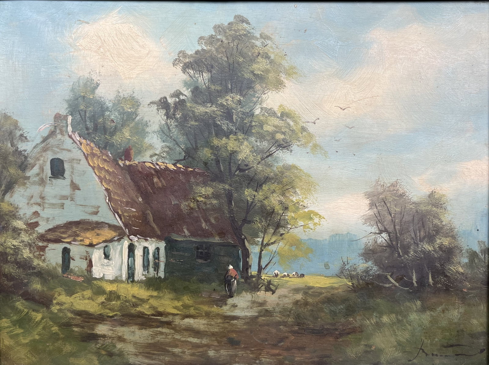 Oil painting Country yard Kronov: Title: Oil painting Country yard Kronov Description: 151??Duk Painter: Kronov S?ze: 40,5x30,5 cm/15,94x12,00 inches (47?37) Components: oil, plywood Original painting from our collection ERA: Short in