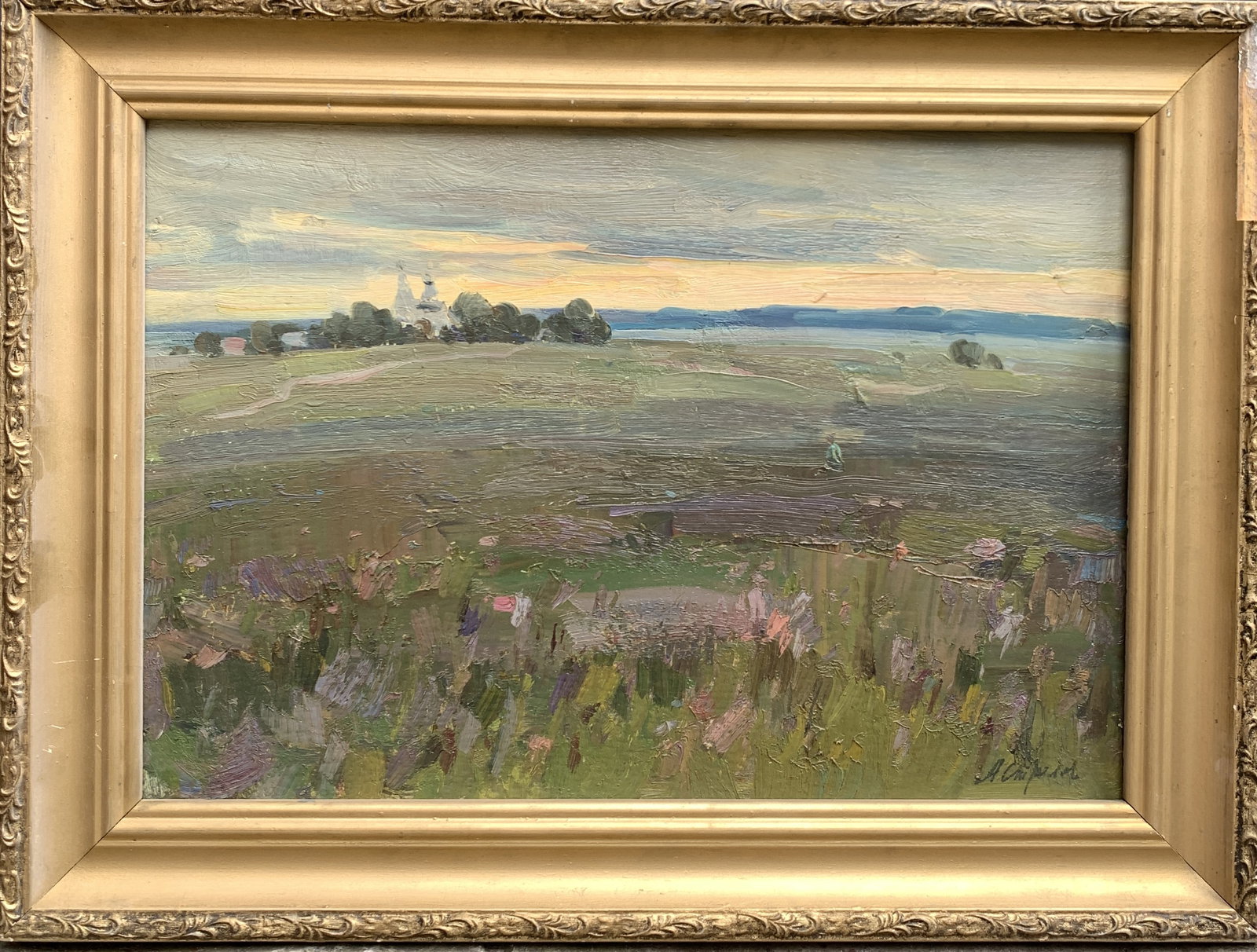 Oil painting Meadow Strelov A.: Title: Oil painting Meadow Strelov A. Description: 174AADuk Painter: Strelov A. S?ze: 34.5x50 cm/13.58x19,68 inches Components: oil, cardboard Original painting from our collection ERA: 1962 Short inf