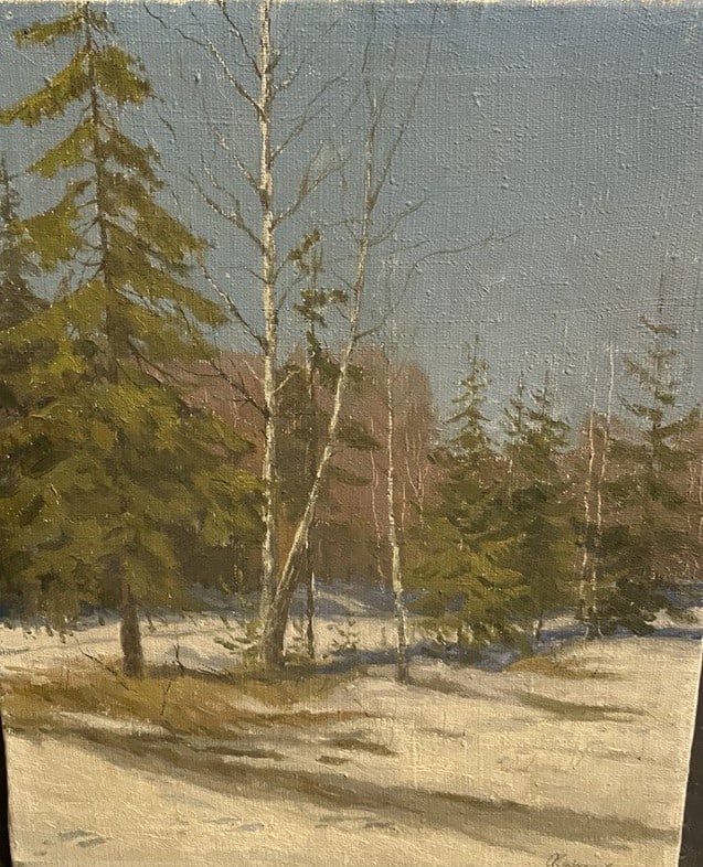 Oil painting Evergreens ?. Kuznetsov: Title: Oil painting Evergreens ?. Kuznetsov Description: 189AADuk Painter: ?. Kuznetsov S?ze: 67x47 cm/26.37x18.5 inches Components: oil, canvas Original painting from our collection ERA: Reserve: