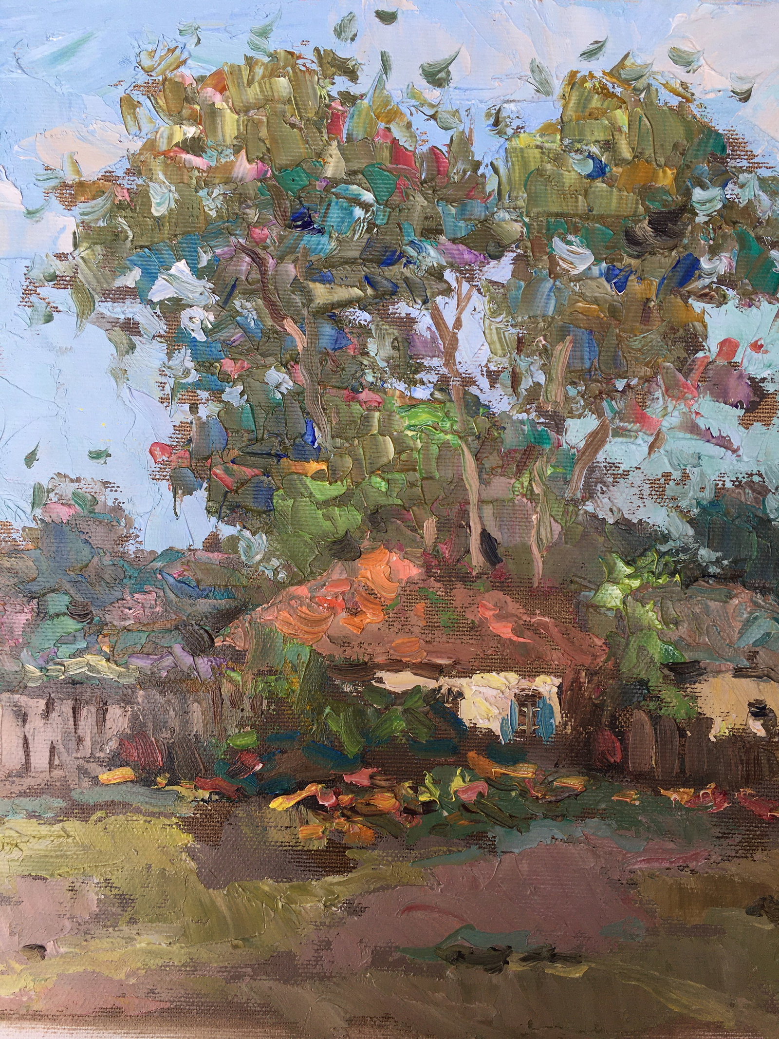 Oil painting Autumn yard Sergey Ivanovich Animov - 3