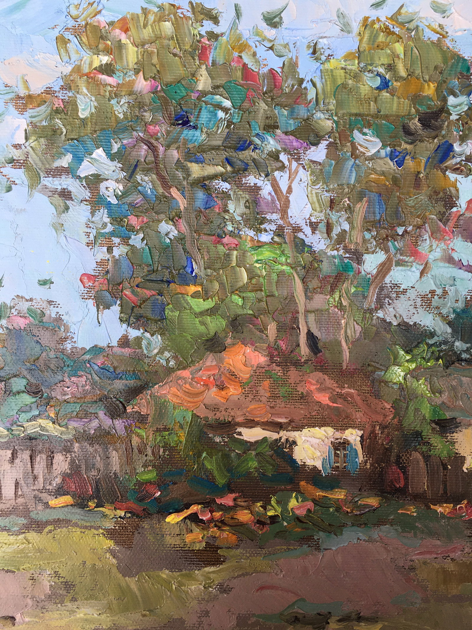 Oil painting Autumn yard Sergey Ivanovich Animov - 4