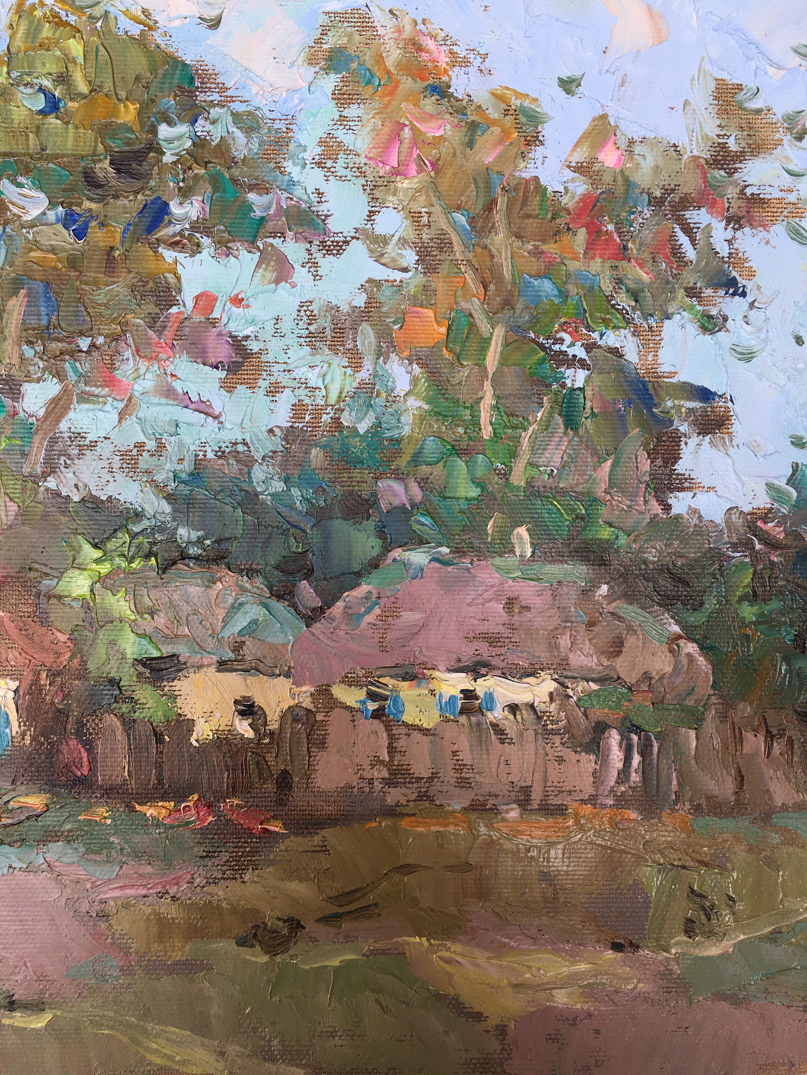 Oil painting Autumn yard Sergey Ivanovich Animov - 9