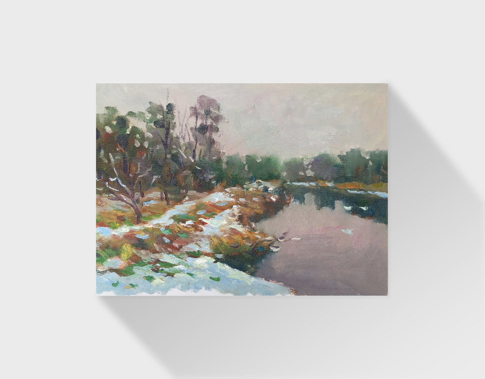 Oil painting First snow Sergey Ivanovich Animov - 11