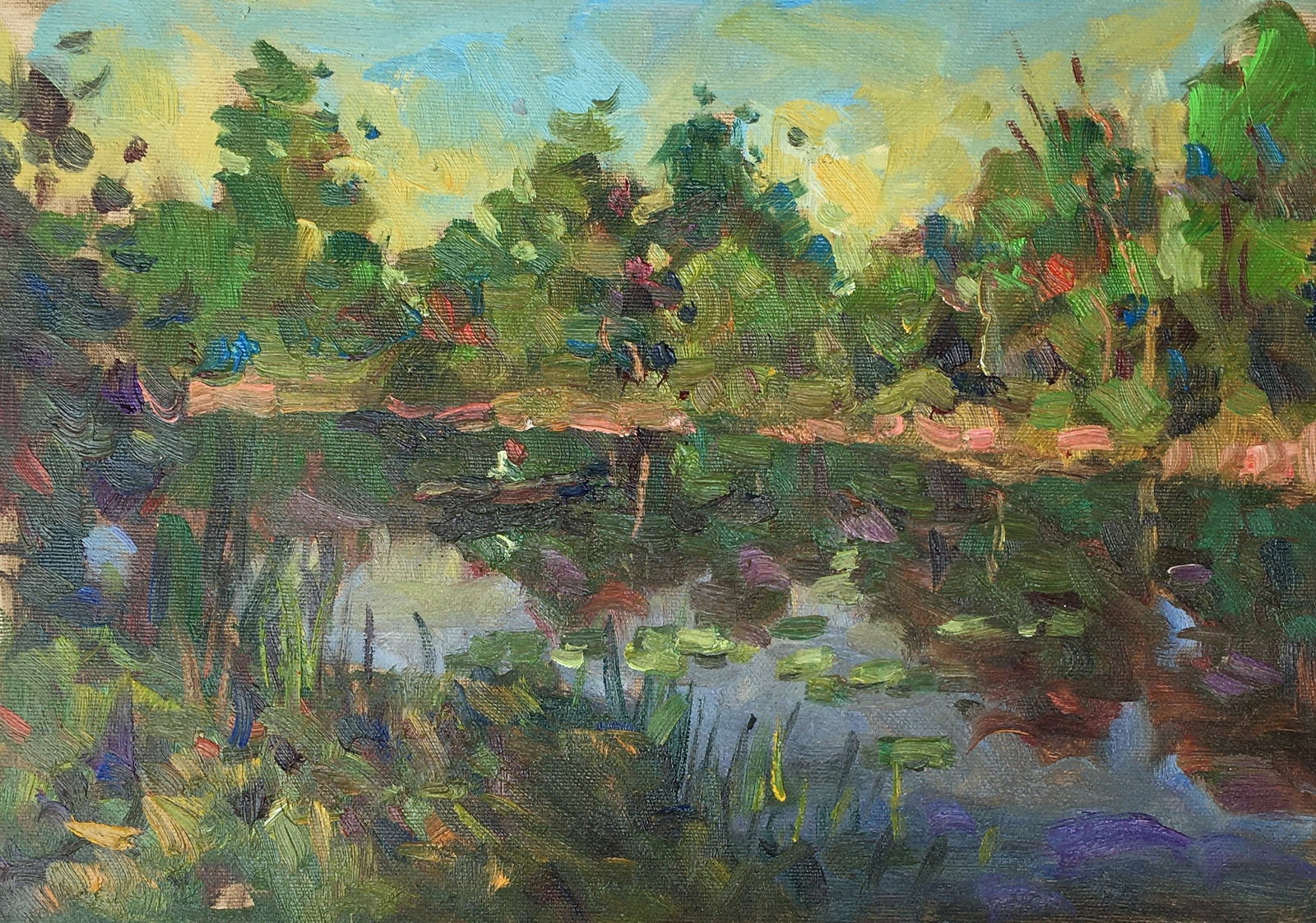 Oil painting Summer on the river Sergey Ivanovich Animov: Title: Oil painting Summer on the river Sergey Ivanovich Animov Description: 245DDD Painter: Sergey Ivanovich Animov S?ze: 26x37 cm/10,23x14,56 inches Components: canvas, oil Original painting from ou