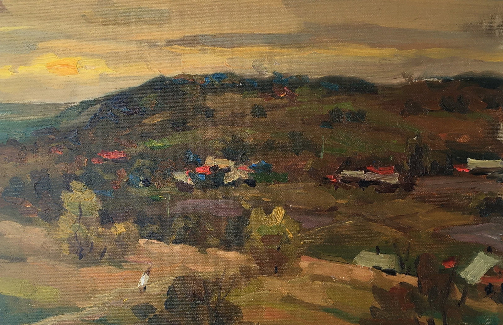 Oil painting Rural landscape Sergey Ivanovich Animov: Title: Oil painting Rural landscape Sergey Ivanovich Animov Description: 264DDD Painter: Sergey Ivanovich Animov S?ze: 25x37 cm/9,84x14,56 inches Components: canvas, oil Original painting from our col