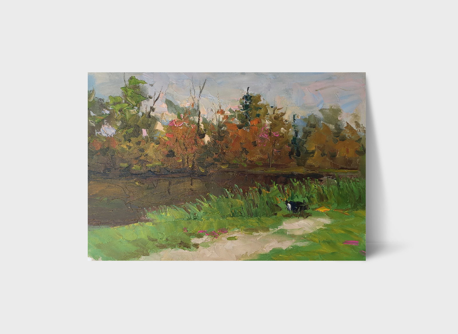 Oil painting Autumn over the river Sergey Ivanovich Animov - 11