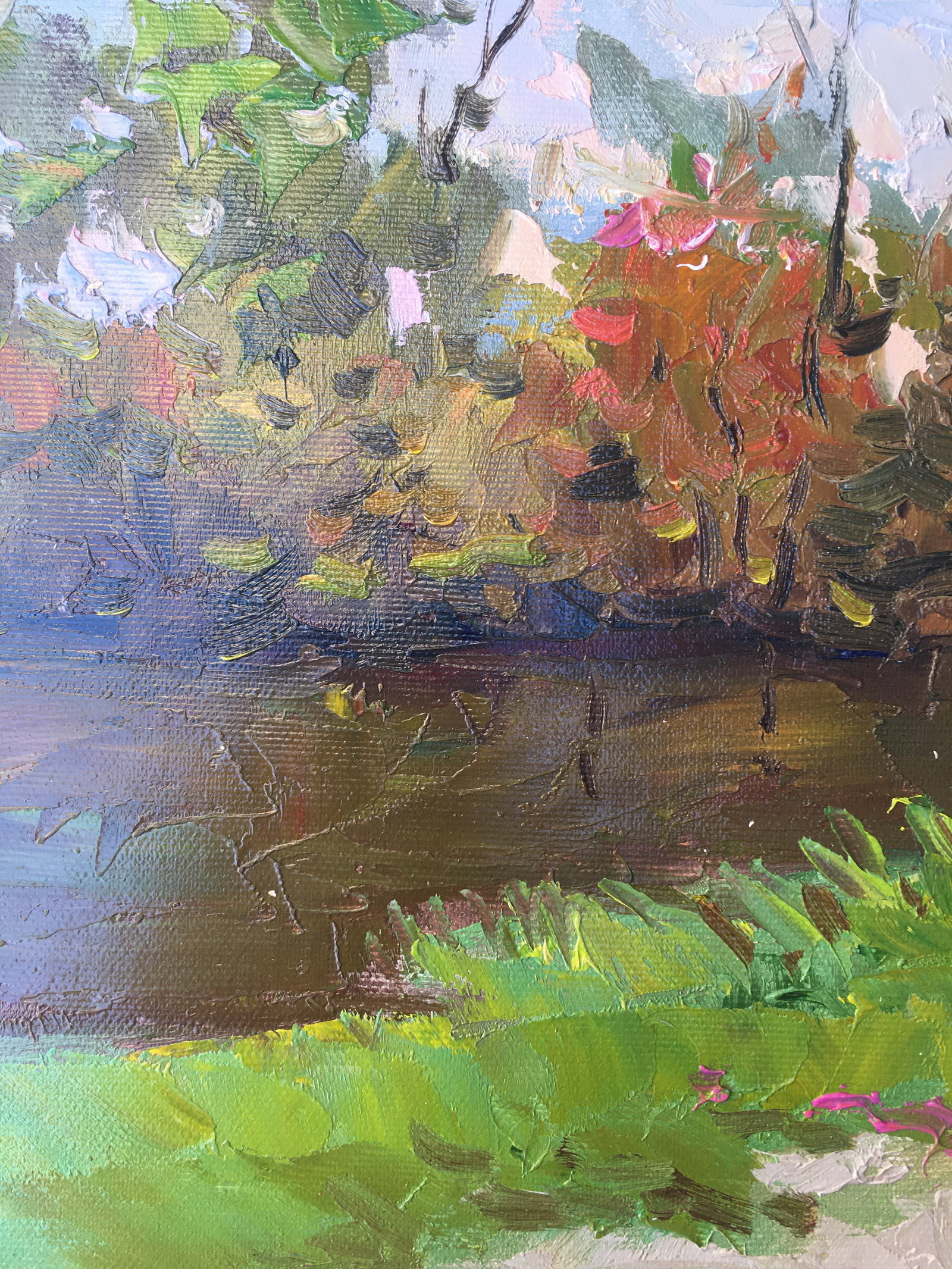 Oil painting Autumn over the river Sergey Ivanovich Animov - 4