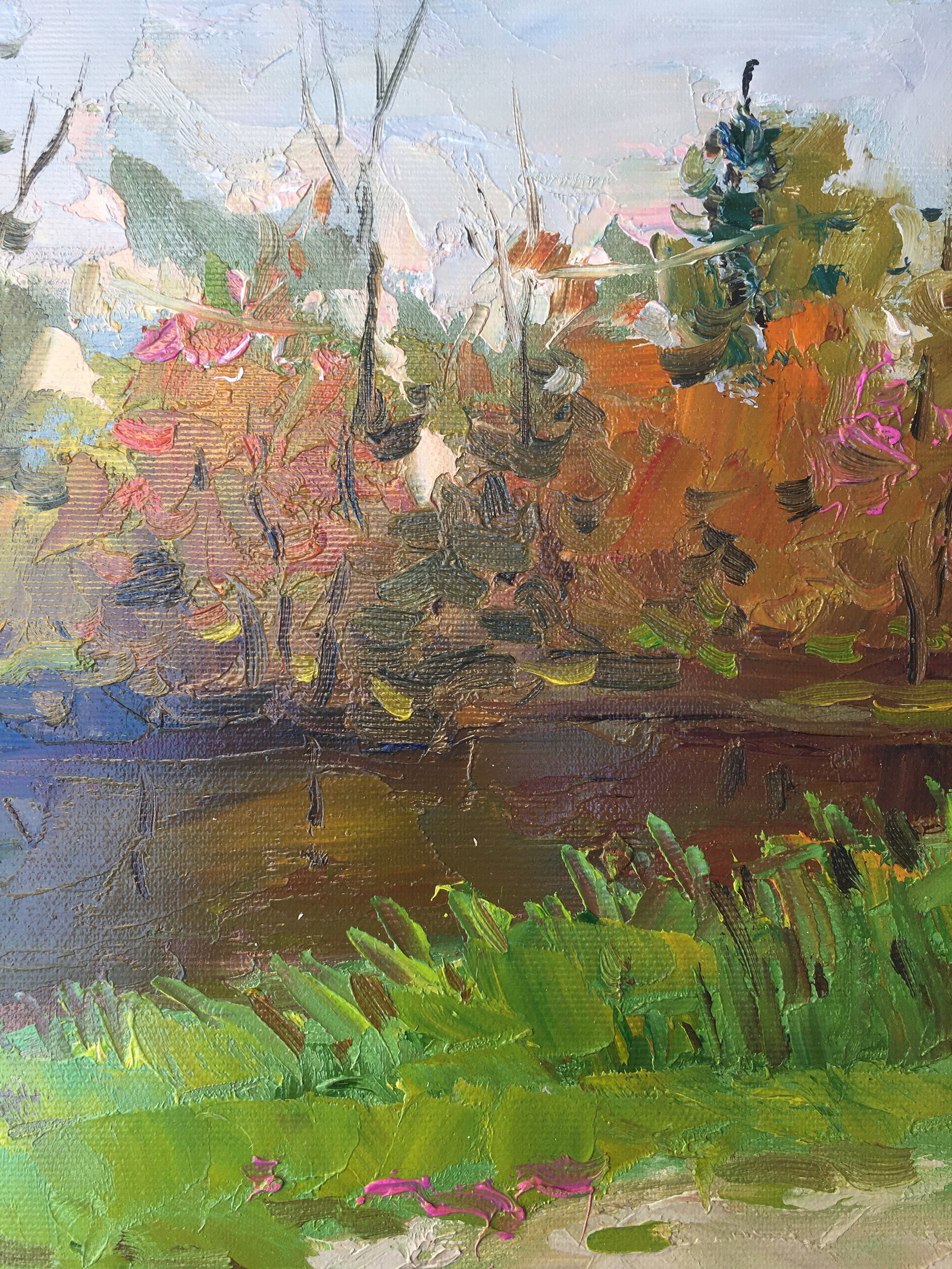 Oil painting Autumn over the river Sergey Ivanovich Animov - 5