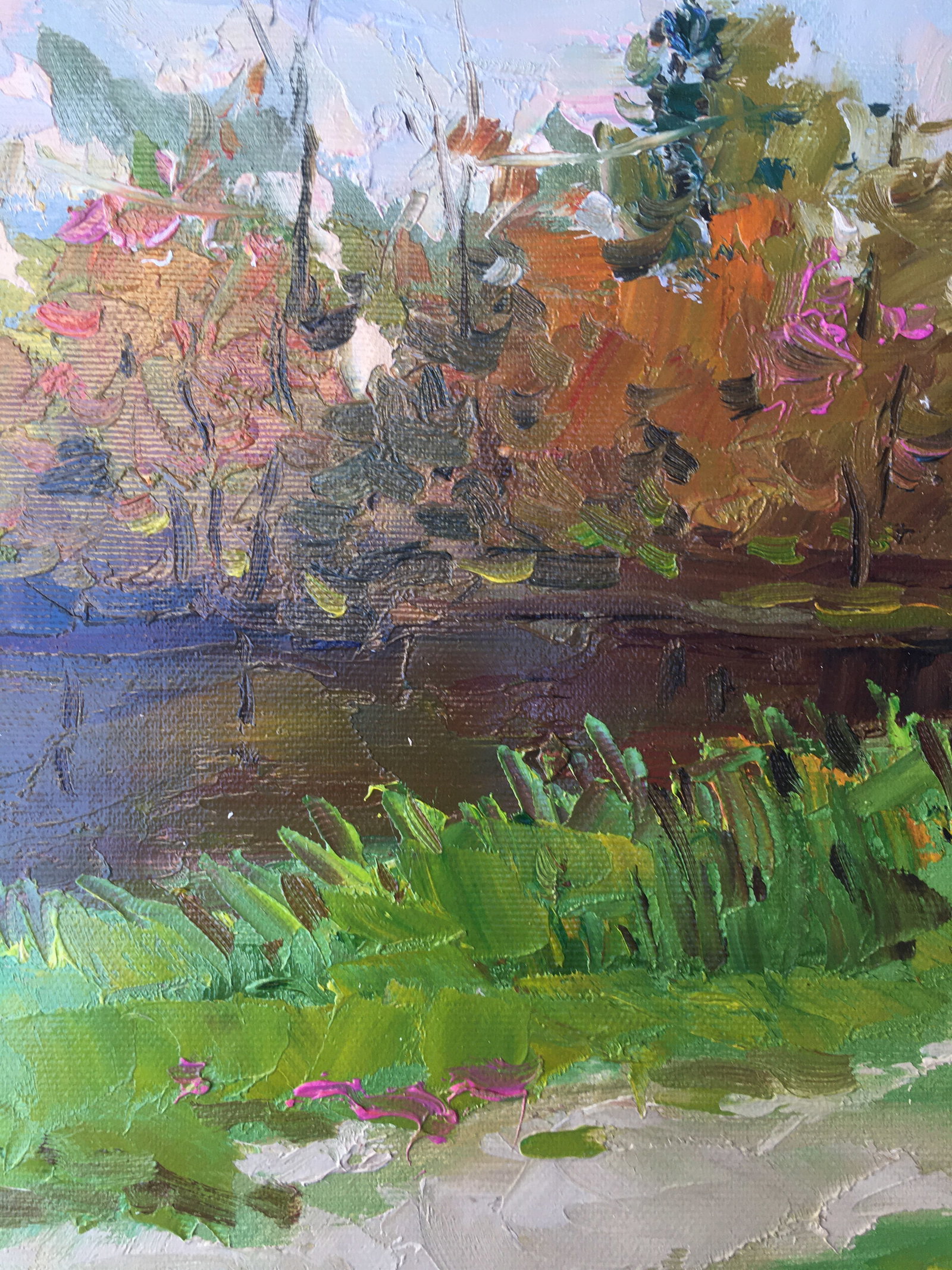 Oil painting Autumn over the river Sergey Ivanovich Animov - 6