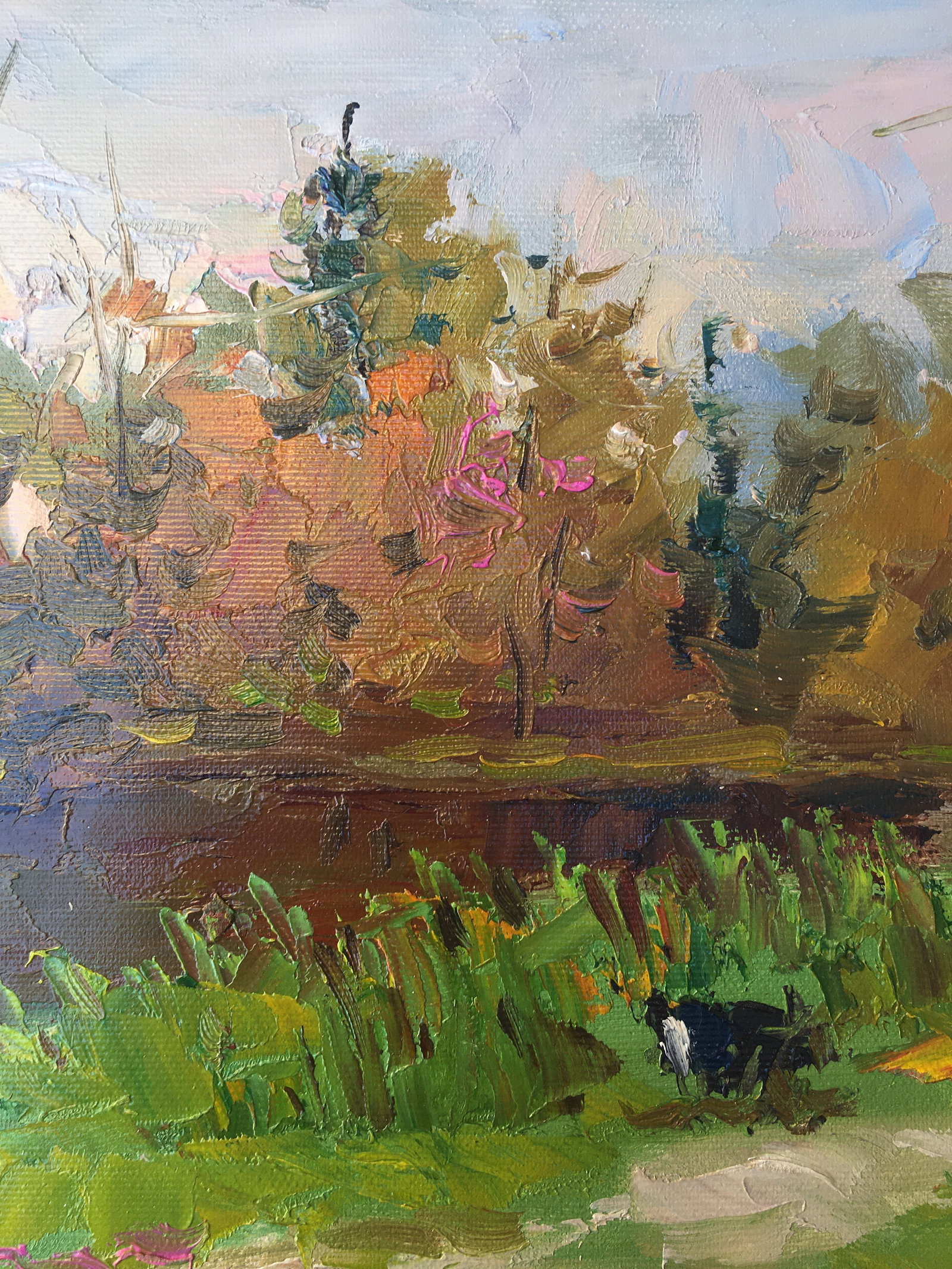 Oil painting Autumn over the river Sergey Ivanovich Animov - 7