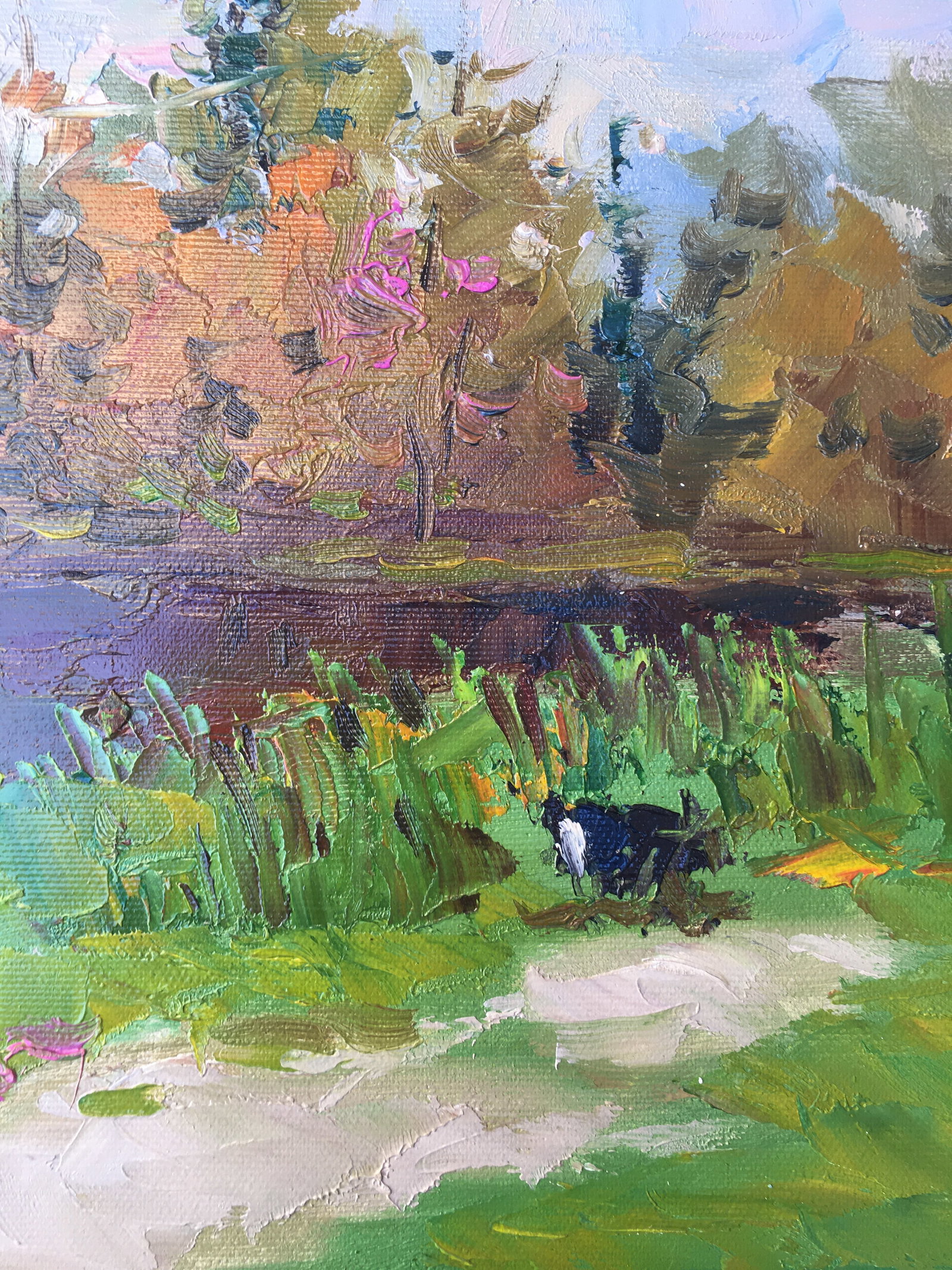 Oil painting Autumn over the river Sergey Ivanovich Animov - 8
