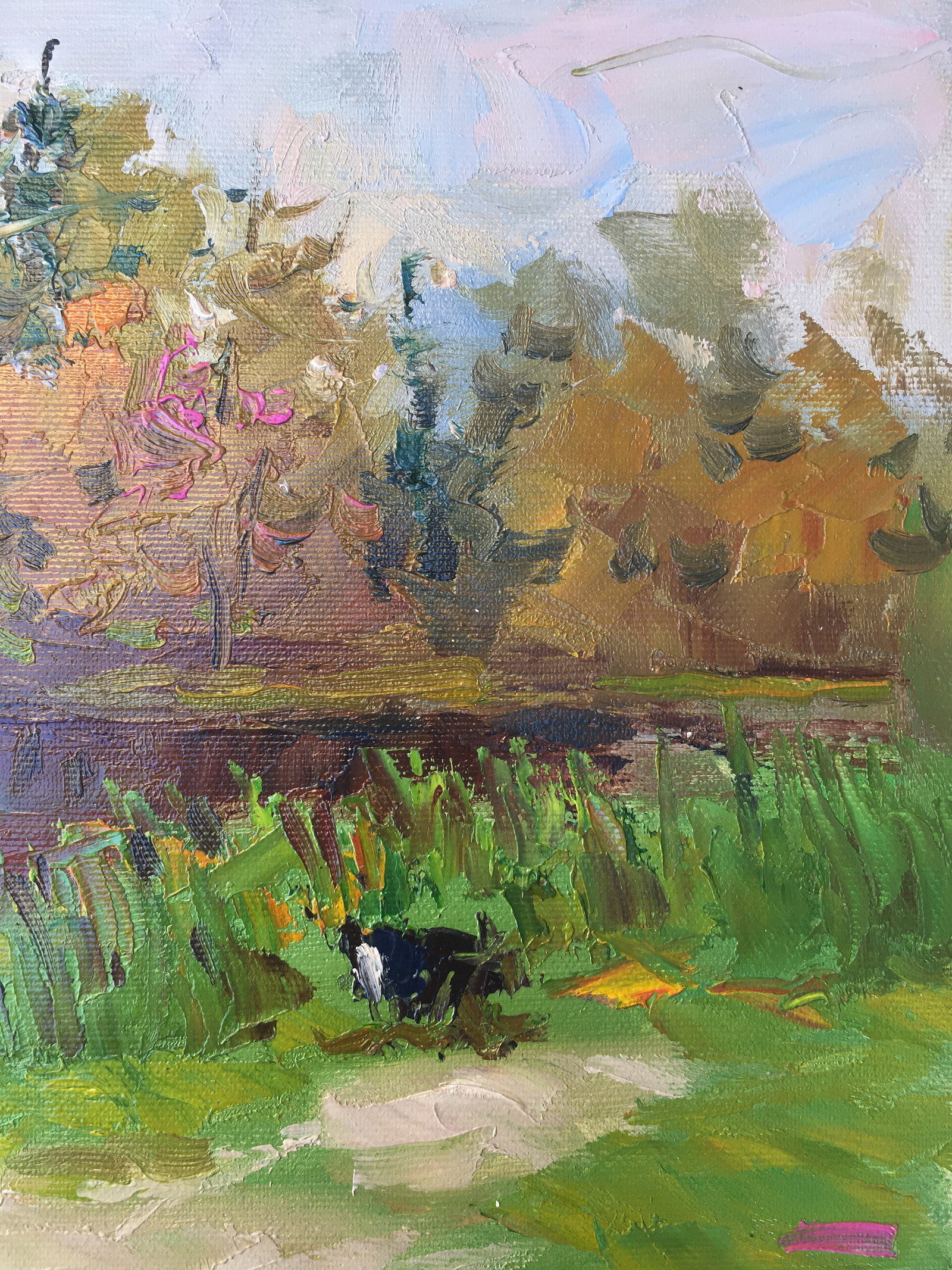 Oil painting Autumn over the river Sergey Ivanovich Animov - 9