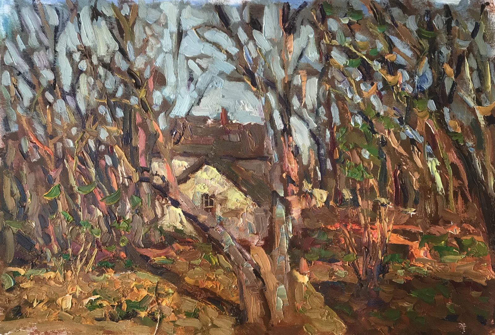 Oil painting Old Garden Sergey Ivanovich Animov: Title: Oil painting Old Garden Sergey Ivanovich Animov Description: 269DDD Painter: Sergey Ivanovich Animov S?ze: 26x38 cm/10,23x14,96 inches Components: canvas, oil Original painting from our collect