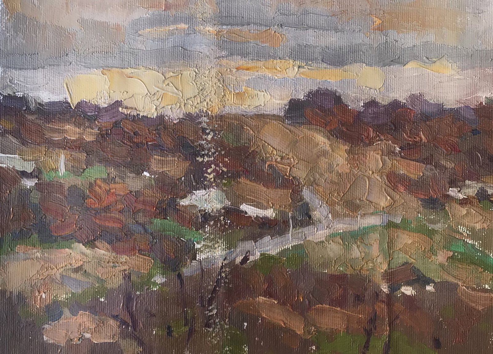 Oil painting Sunset Sergey Ivanovich Animov: Title: Oil painting Sunset Sergey Ivanovich Animov Description: 270DDD Painter: Sergey Ivanovich Animov S?ze: 18x25 cm/7,08x9,84 inches Components: canvas, oil Original painting from our collection ER