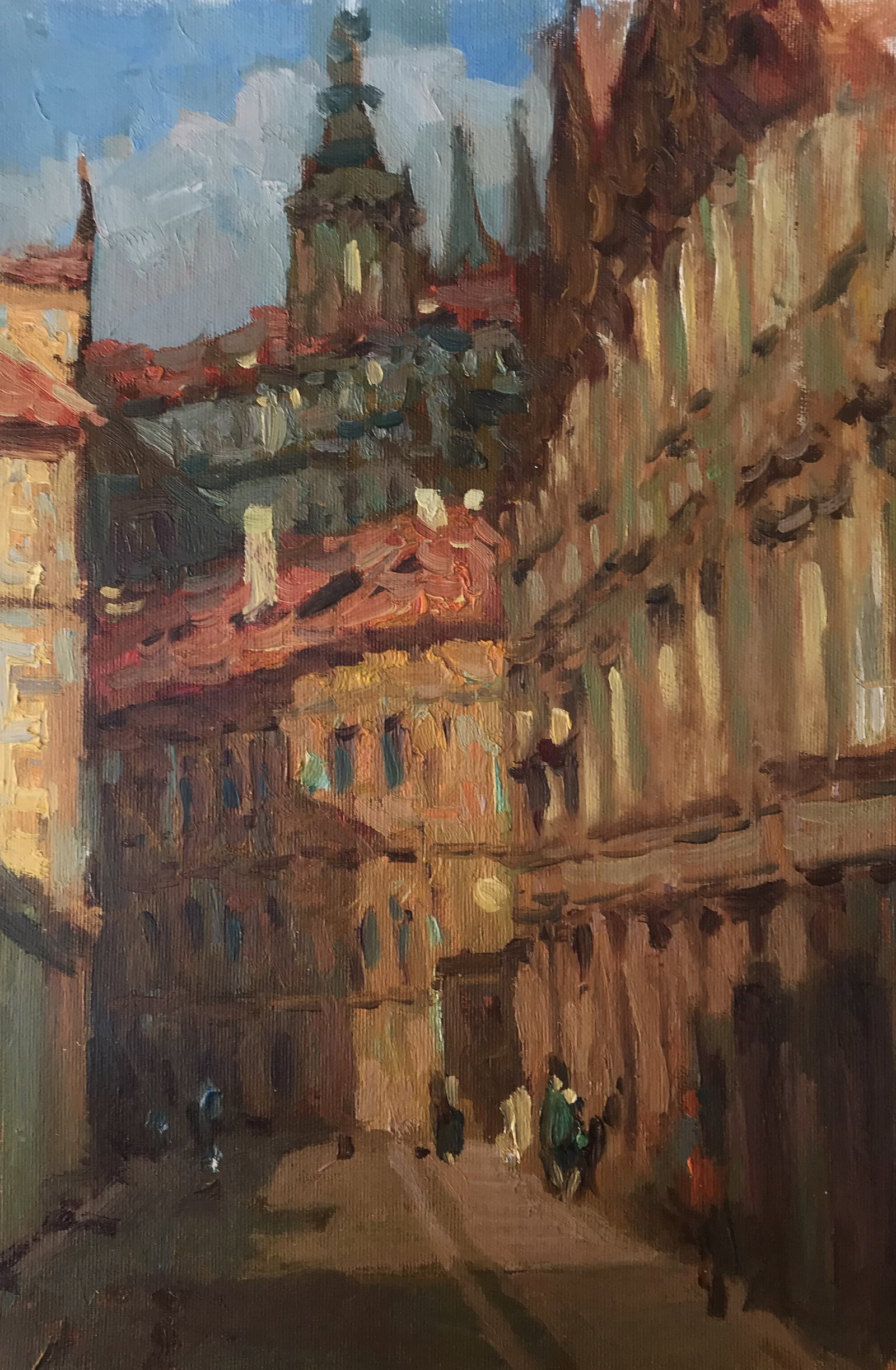 Oil painting Old town street Sergey Ivanovich Animov: Title: Oil painting Old town street Sergey Ivanovich Animov Description: 272DDD Painter: Sergey Ivanovich Animov S?ze: 26x38 cm/10,23x14,96 inches Components: canvas, oil Original painting from our co