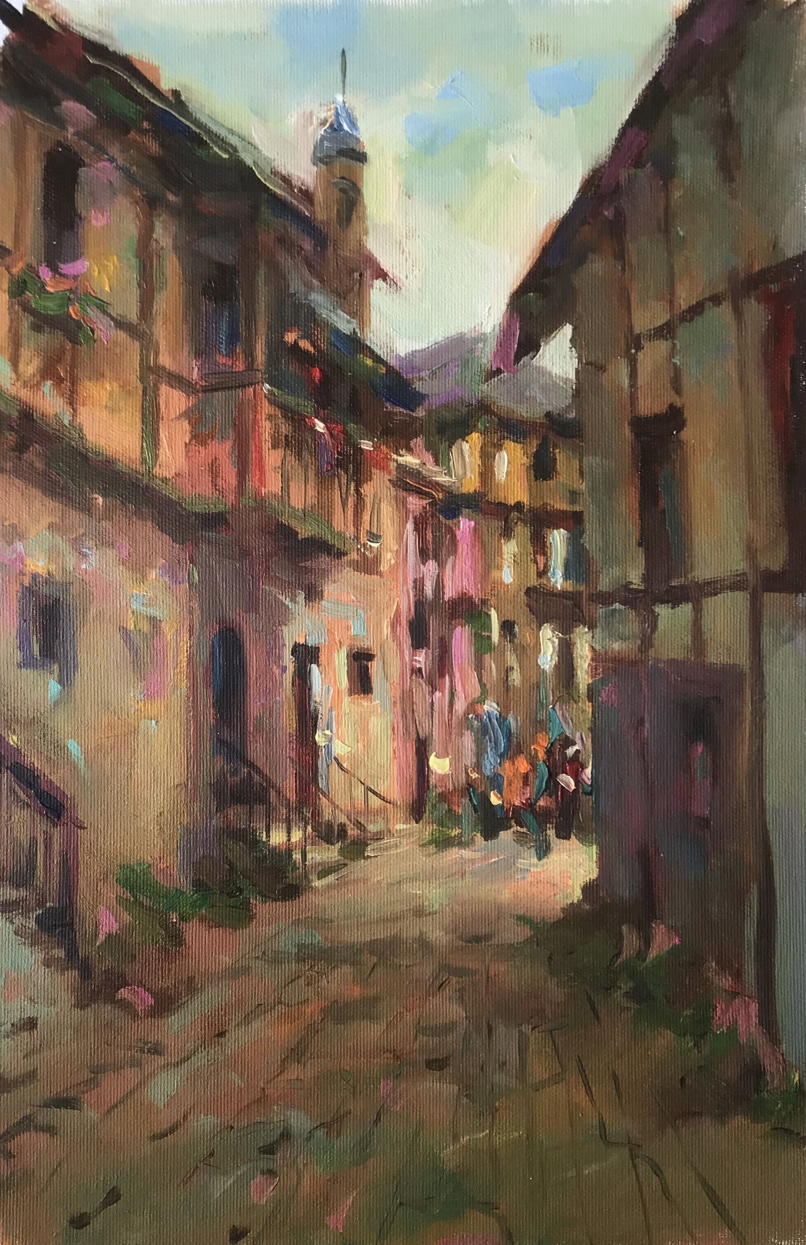 Oil painting Lane Sergey Ivanovich Animov: Title: Oil painting Lane Sergey Ivanovich Animov Description: 273DDD Painter: Sergey Ivanovich Animov S?ze: 26x38 cm/10,23x14,96 inches Components: canvas, oil Original painting from our collection ER