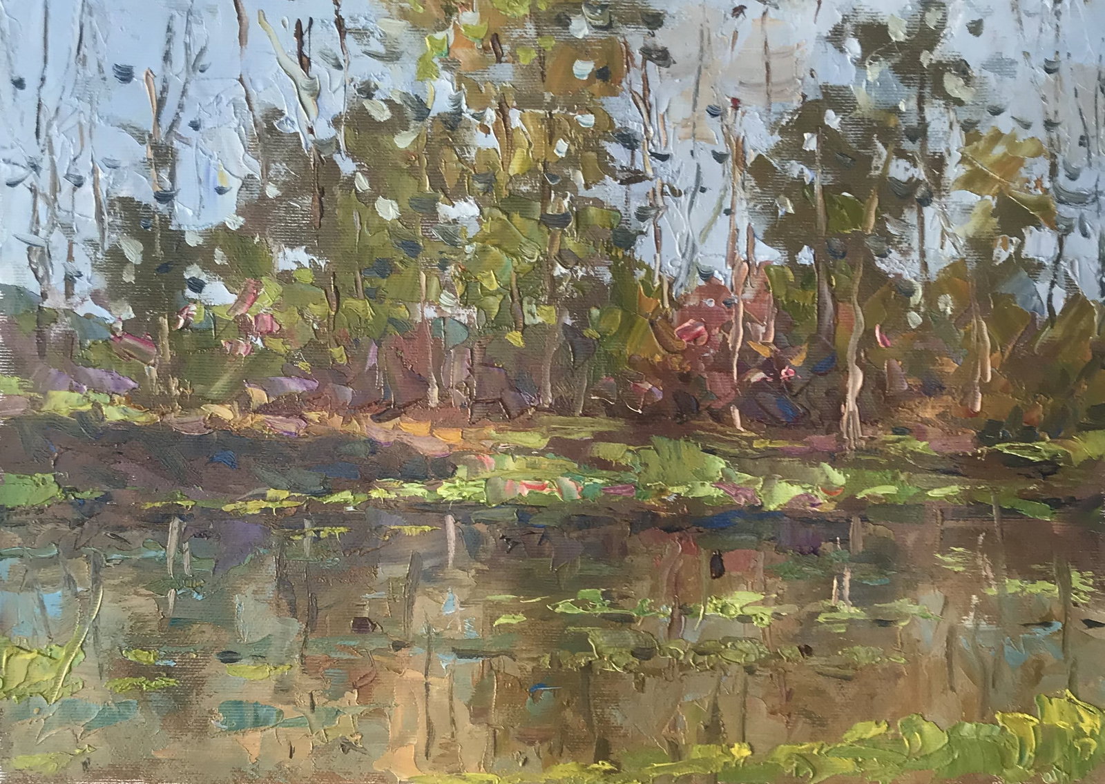 Oil painting Forest River Sergey Ivanovich Animov: Title: Oil painting Forest River Sergey Ivanovich Animov Description: 276DDD Painter: Sergey Ivanovich Animov S?ze: 26x37 cm/10,23x14,56 inches Components: canvas, oil Original painting from our colle