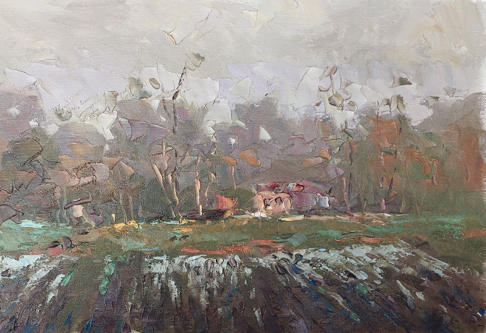 Oil painting Forest edge Sergey Ivanovich Animov: Title: Oil painting Forest edge Sergey Ivanovich Animov Description: 281DDD Painter: Sergey Ivanovich Animov S?ze: 25x37 cm/9,84x14,56 inches Components: canvas, oil Original painting from our collect