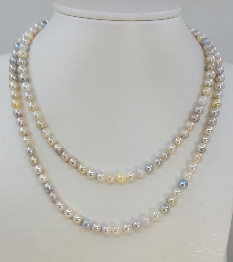 Necklace 5.5x6mm Multi Akoya And Golden Pearls - 2