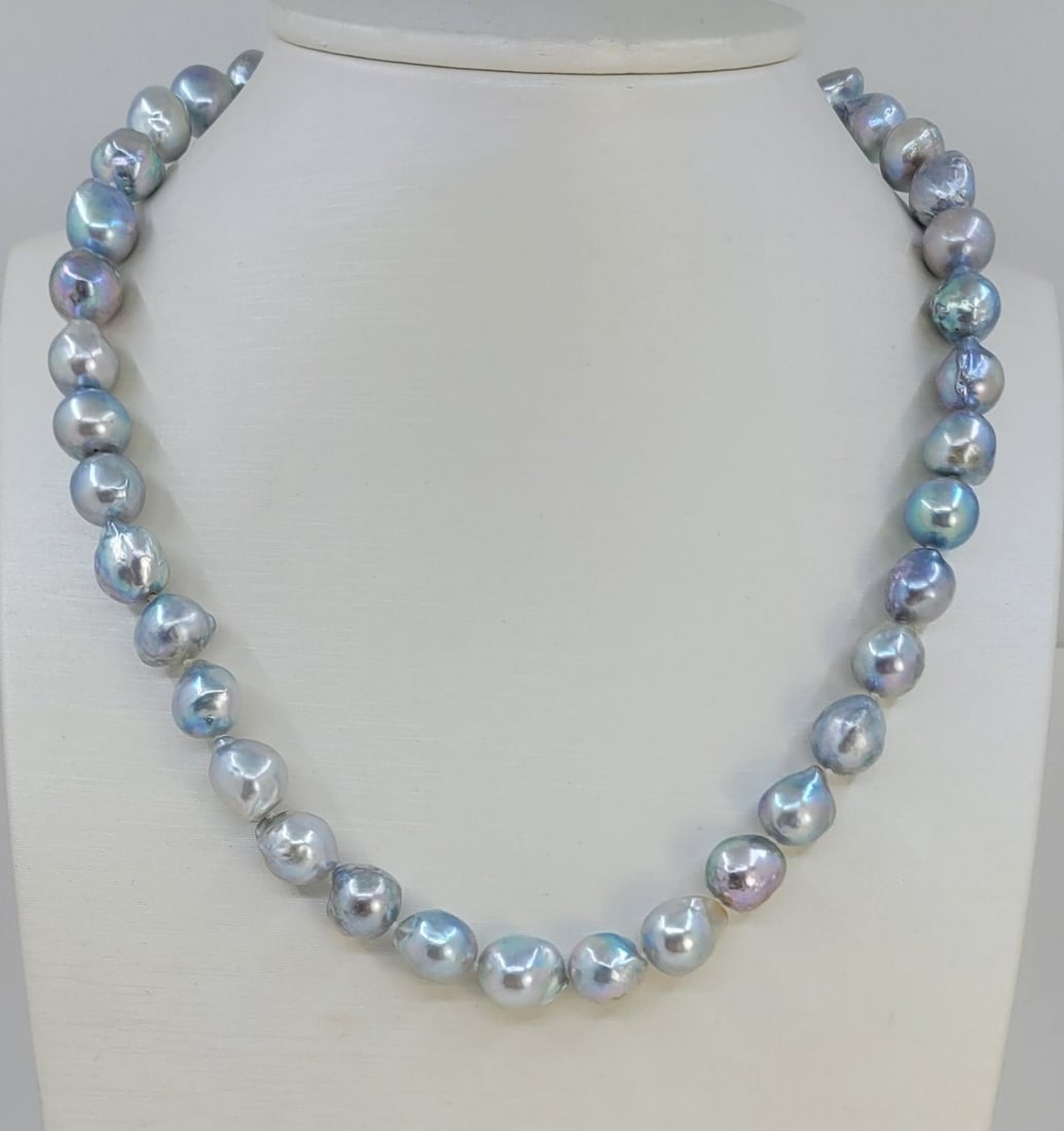 Necklace 10x11mm Silvery Akoya Pearls - 2