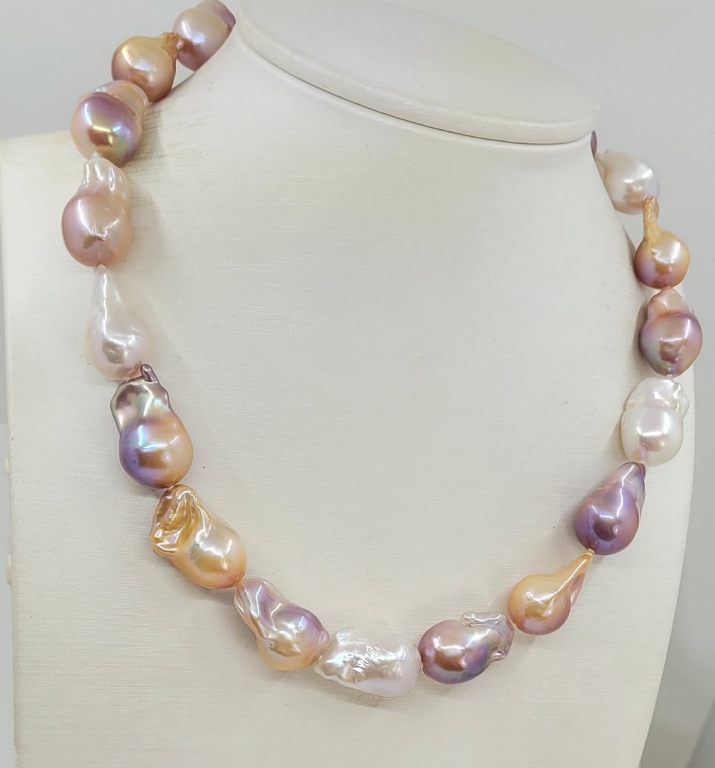 Necklace 13x14mm Baroque Edison Freshwater pearls - 3