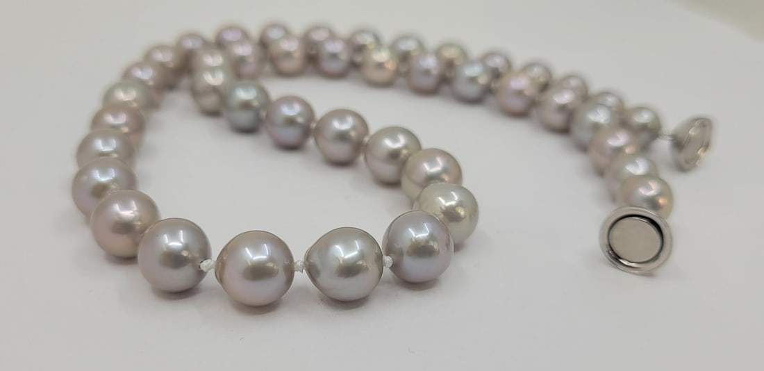 Necklace 8x10mm Grey Edison Freshwater Pearls - 9