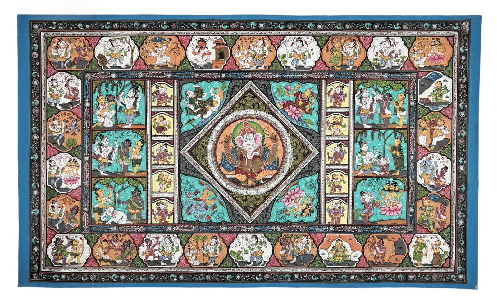 39" x 24" Bhagwan Ganesh Leela Patachitra Painting | Traditional Color | Handmade | Lord Lila (1 of 2)