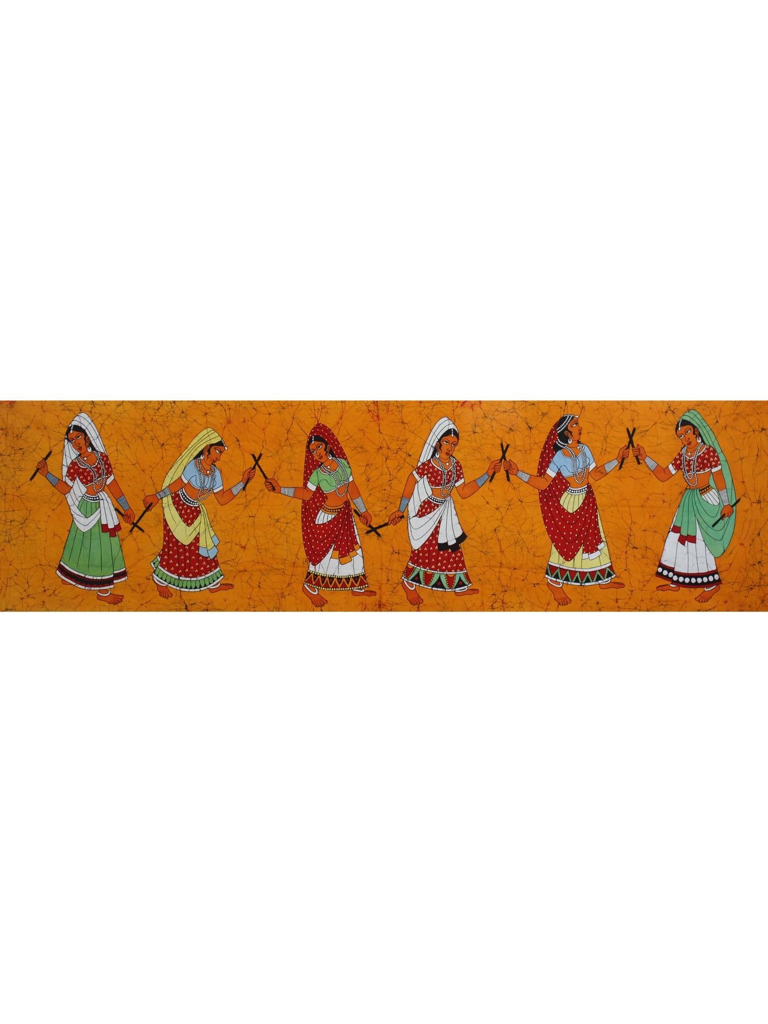 Dandiya Raas - The Folk Dance of Gujarat | Batik Painting on Cotton (1 of 2)