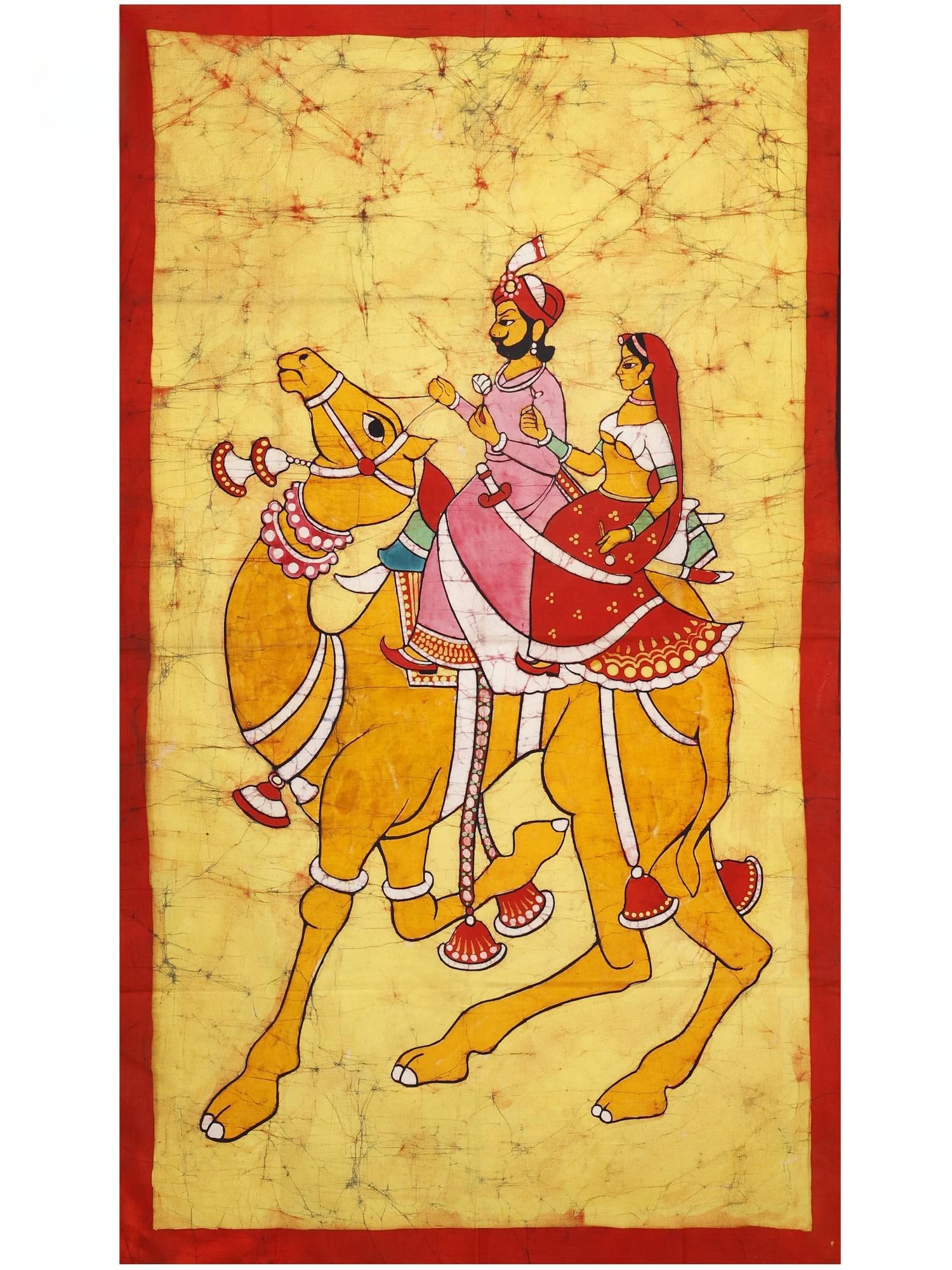Dhola and Maru | Batik Painting: Title: Dhola and Maru | Batik Painting Description: Batik Painting Reserve: $52.20 Shipping: Domestic: Shipping rates are determined by destination International: Foreign shipping rates are determined