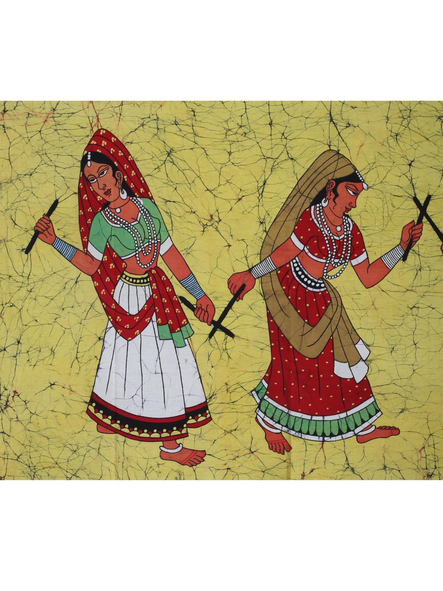 Women Playing Dandiya | Batik Painting - 2