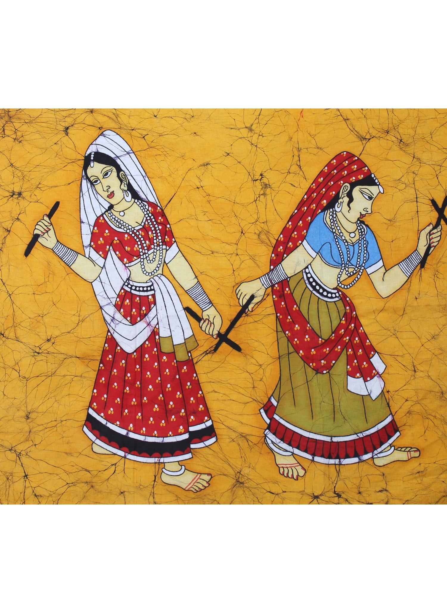 Dandiya Raas - Indian Folk Dance from Gujarat | Batik Painting - 2