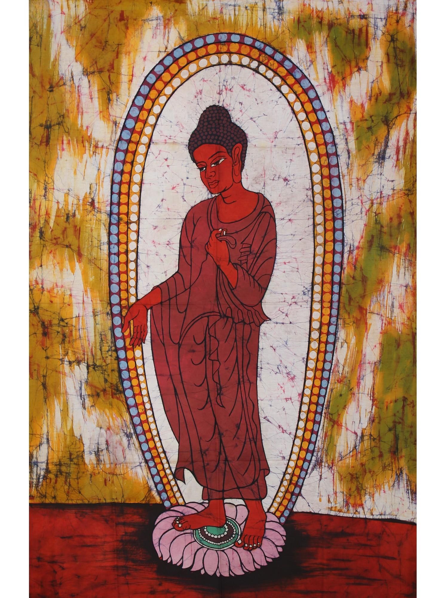 Standing Buddha, In Seedless Calm | Batik Painting: Title: Standing Buddha, In Seedless Calm | Batik Painting Description: Folk Paintings Reserve: $102.60 Shipping: Domestic: Shipping rates are determined by destination International: Foreign shipping 