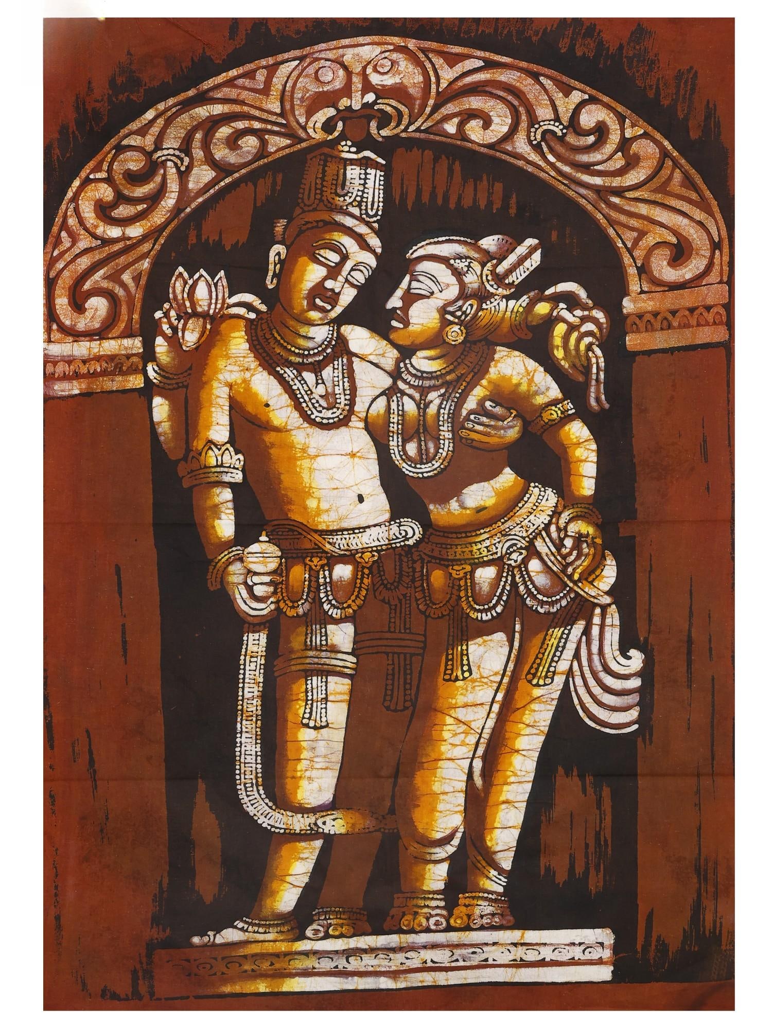 The Divine Couple | Batik Painting: Title: The Divine Couple | Batik Painting Description: Batik Painting Reserve: $36.00 Shipping: Domestic: Shipping rates are determined by destination International: Foreign shipping rates are