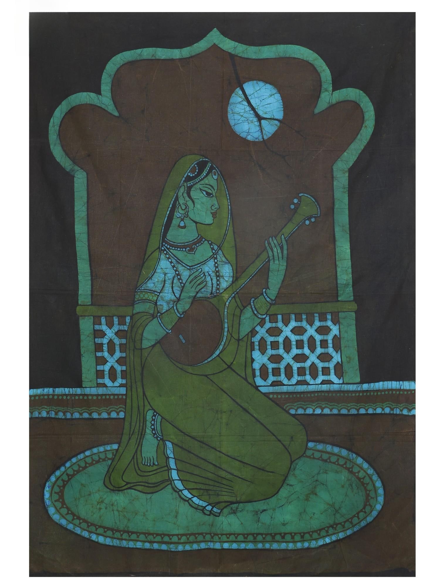 Maiden Playing Iktara | Batik Painting: Title: Maiden Playing Iktara | Batik Painting Description: Batik Painting Reserve: $56.70 Shipping: Domestic: Shipping rates are determined by destination International: Foreign shipping rates are det