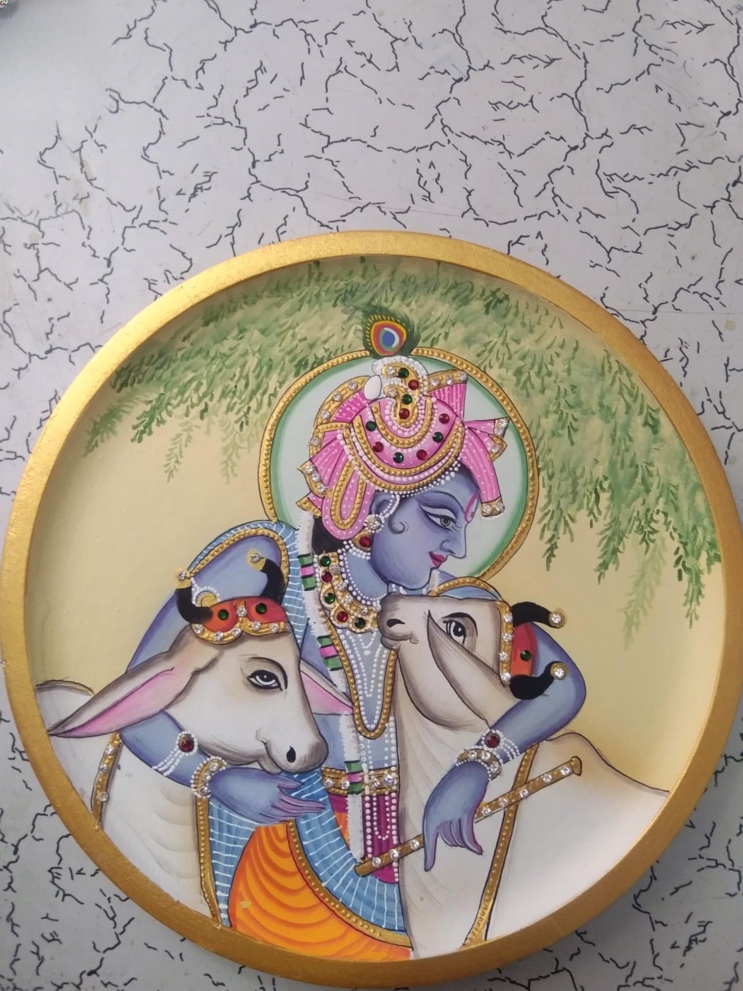 Lord Krishna As A Gwala | Wood Mdf | By Jagriti Bhardwaj: Title: Lord Krishna As A Gwala | Wood Mdf | By Jagriti Bhardwaj Description: Wall Decor Painting Reserve: $93.60 Shipping: Domestic: Shipping rates are determined by destination International: Foreign