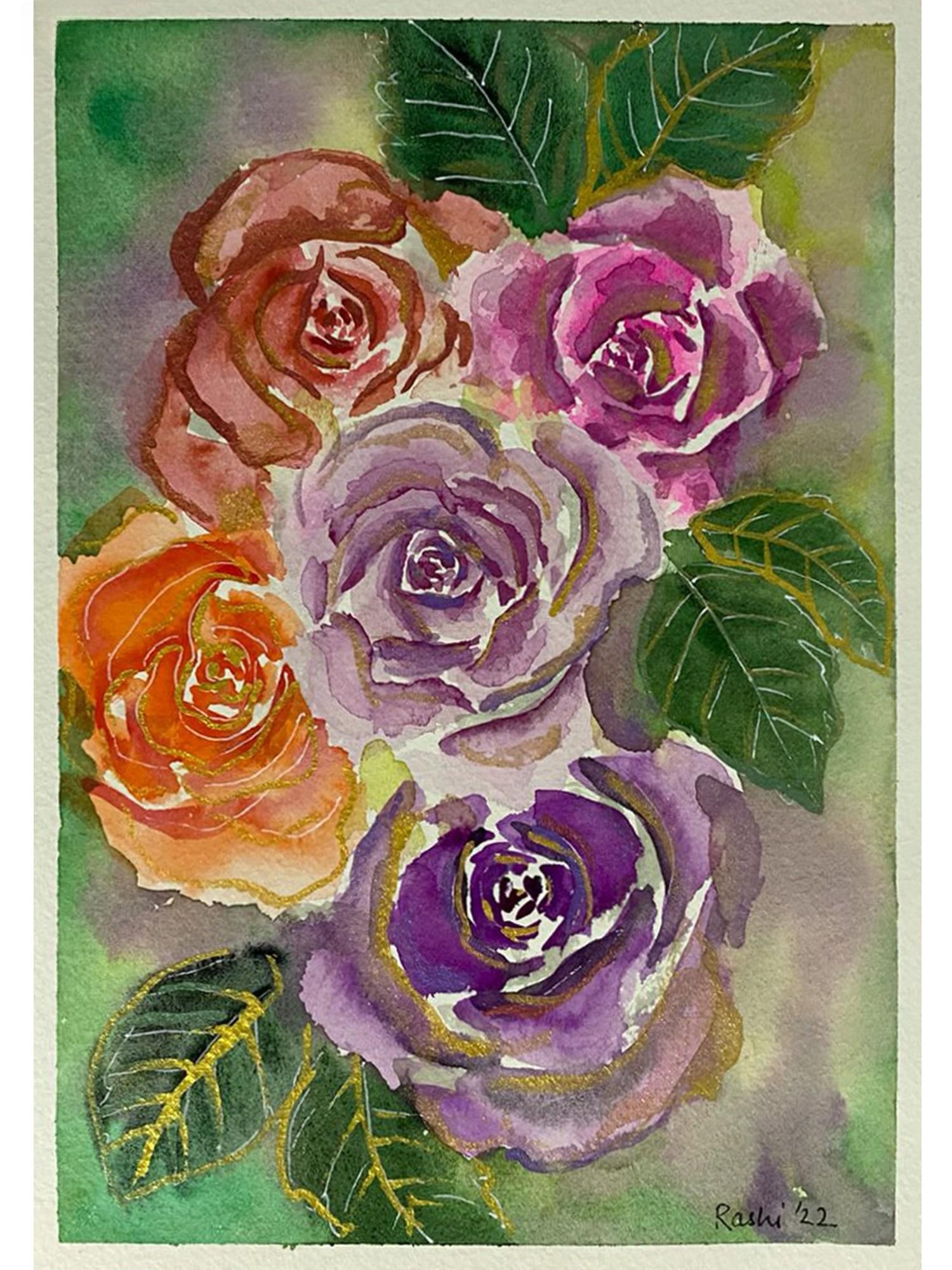 A Bunch of Roses | Painting by Rashi Agarwal: Title: A Bunch of Roses | Painting by Rashi Agarwal Description: Collections Painting Reserve: $52.20 Shipping: Domestic: Shipping rates are determined by destination International: Foreign shipping