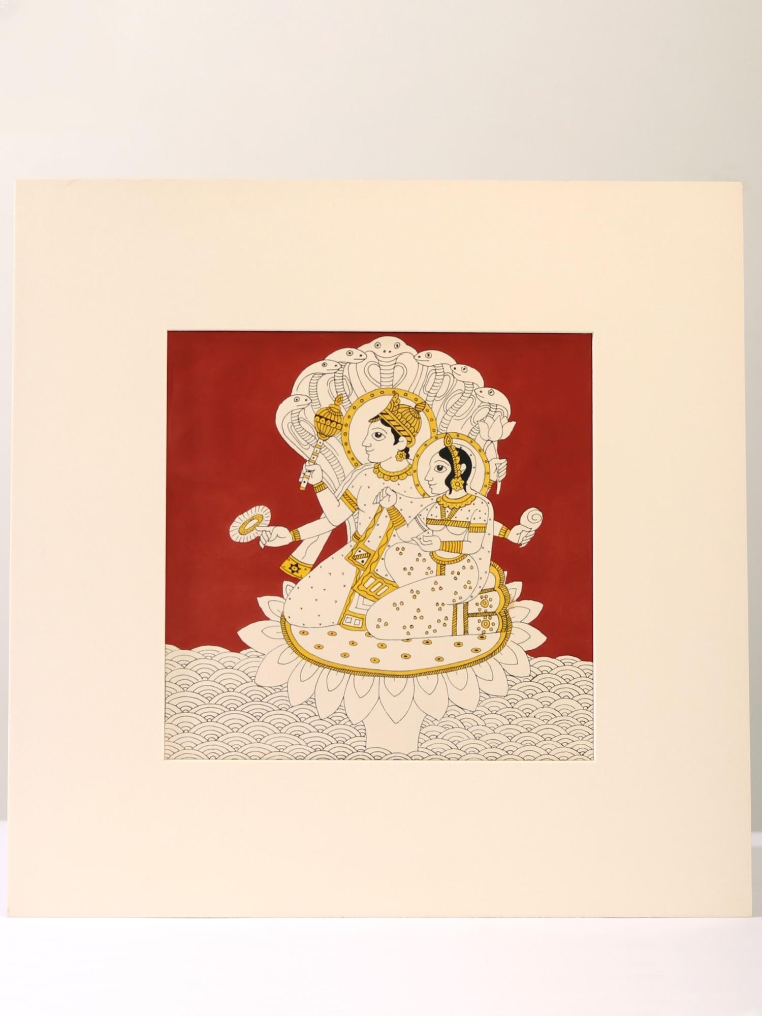 Lord Vishnu with Devi Lakshmi | Par Painting (1 of 2)