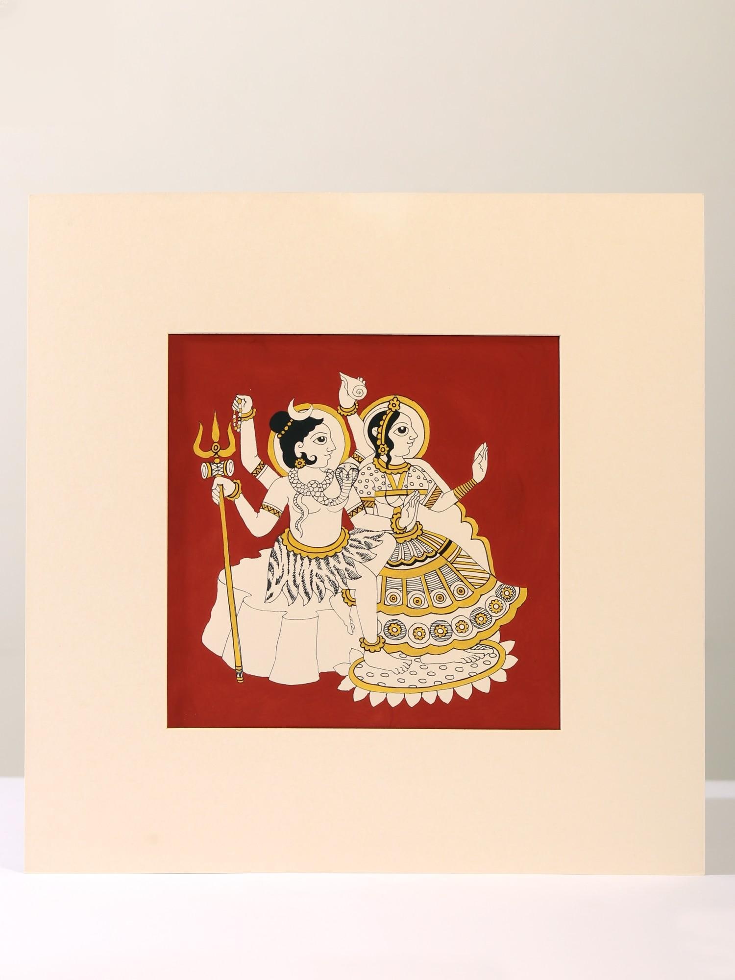 Lord Shiva with Devi Parvati | Par Painting (1 of 2)