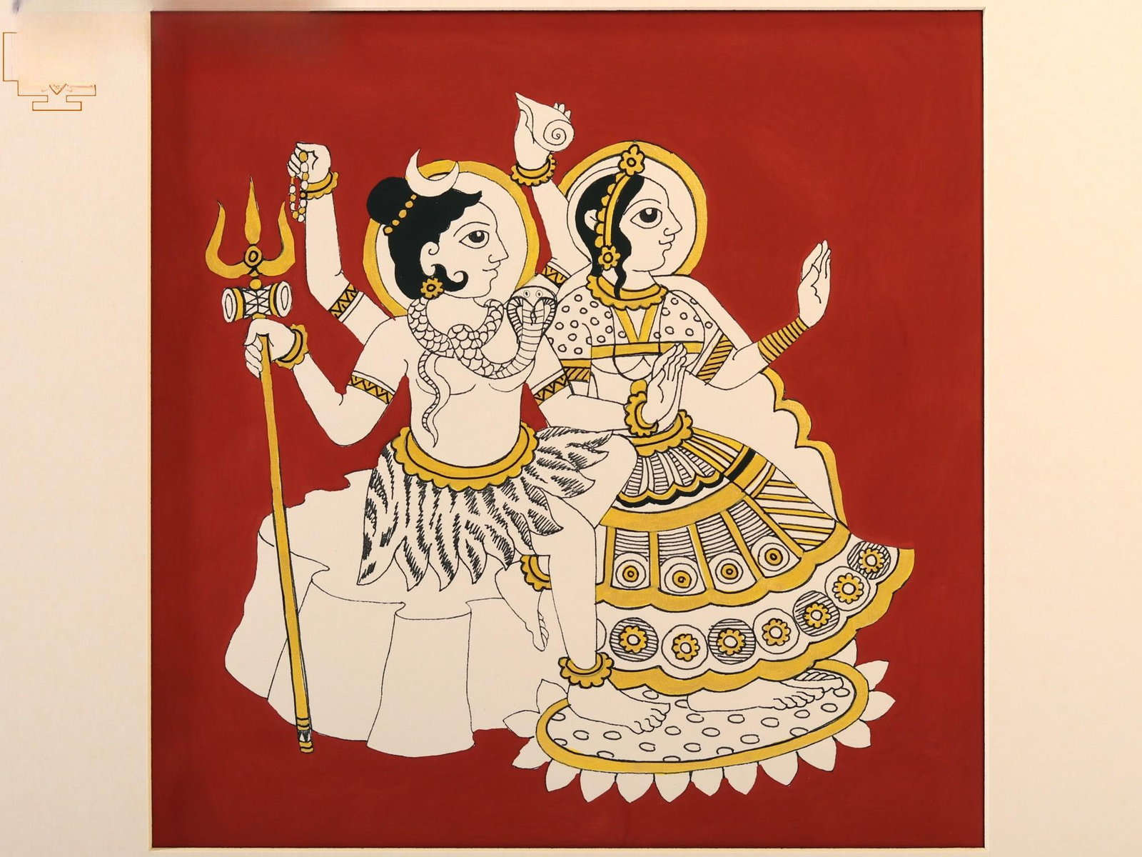 Lord Shiva with Devi Parvati | Par Painting - 2