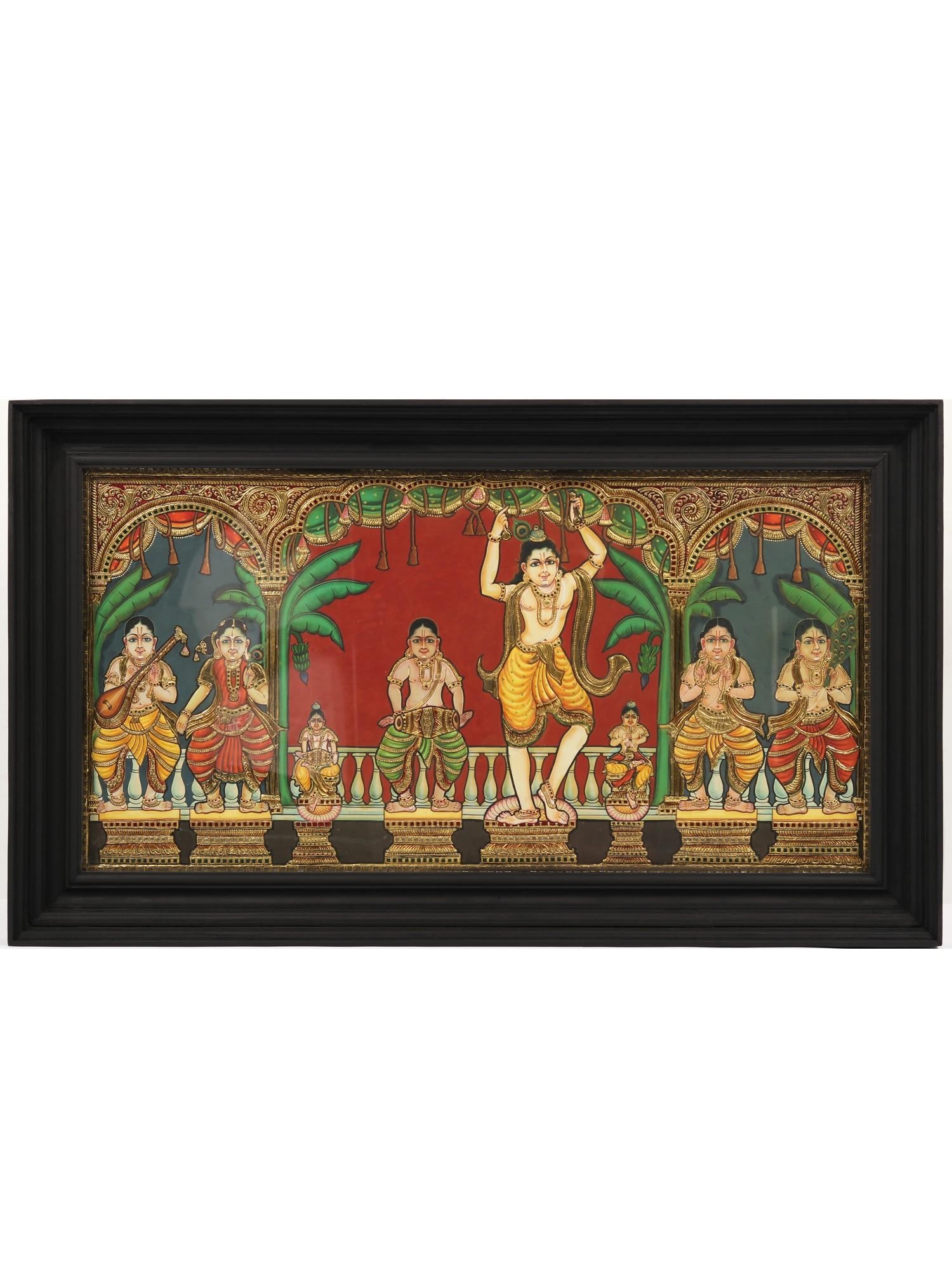 Sri Pancha Tattva: Five Truths of Krishna’s Bhakti - Tanjore Painting with Frame: Title: Sri Pancha Tattva: Five Truths of Krishna’s Bhakti - Tanjore Painting with Frame Description: Tanjore (Thanjavur) Painting Reserve: $1,569.60 Shipping: Domestic: Shipping rates are determ