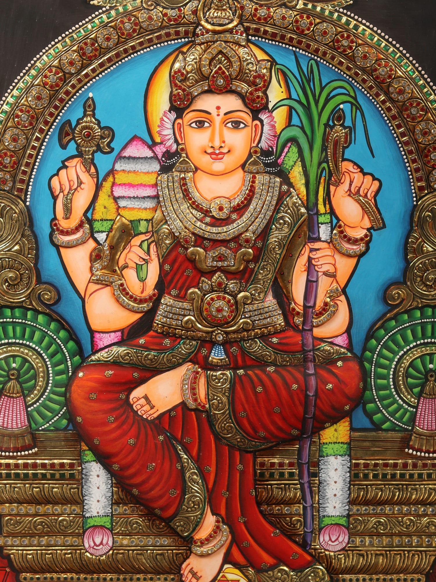 Goddess Rajarajeshvari (Kamakshi) | Tanjore Painting with Frame - 2