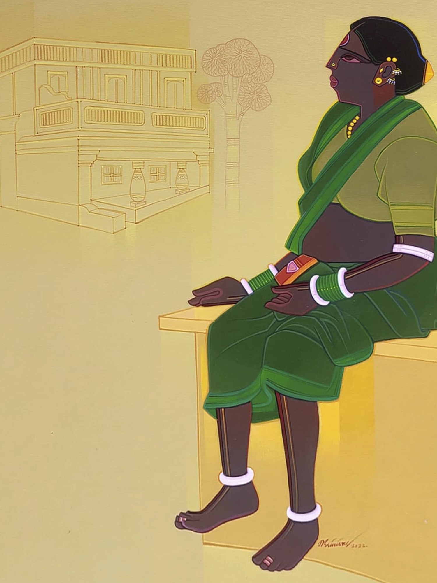Dwelling - A Thinker Lady | Acrylic On Canvas | By Tailor Srinivas - 2