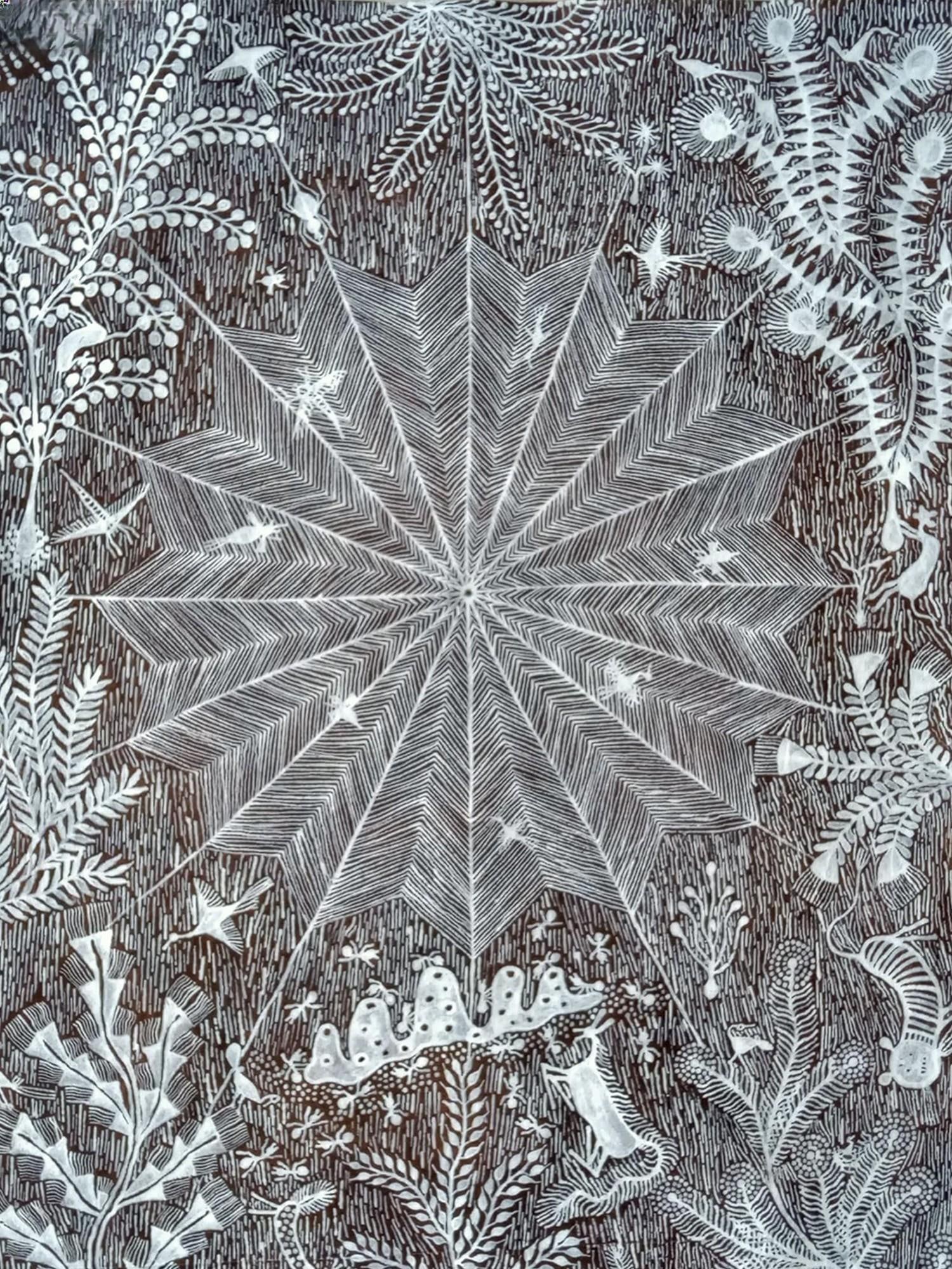 The Web of Life - Tribal Art | Cow Dung and Acrylic on Manjarpat Cloth | By Pravin Mhase - 2