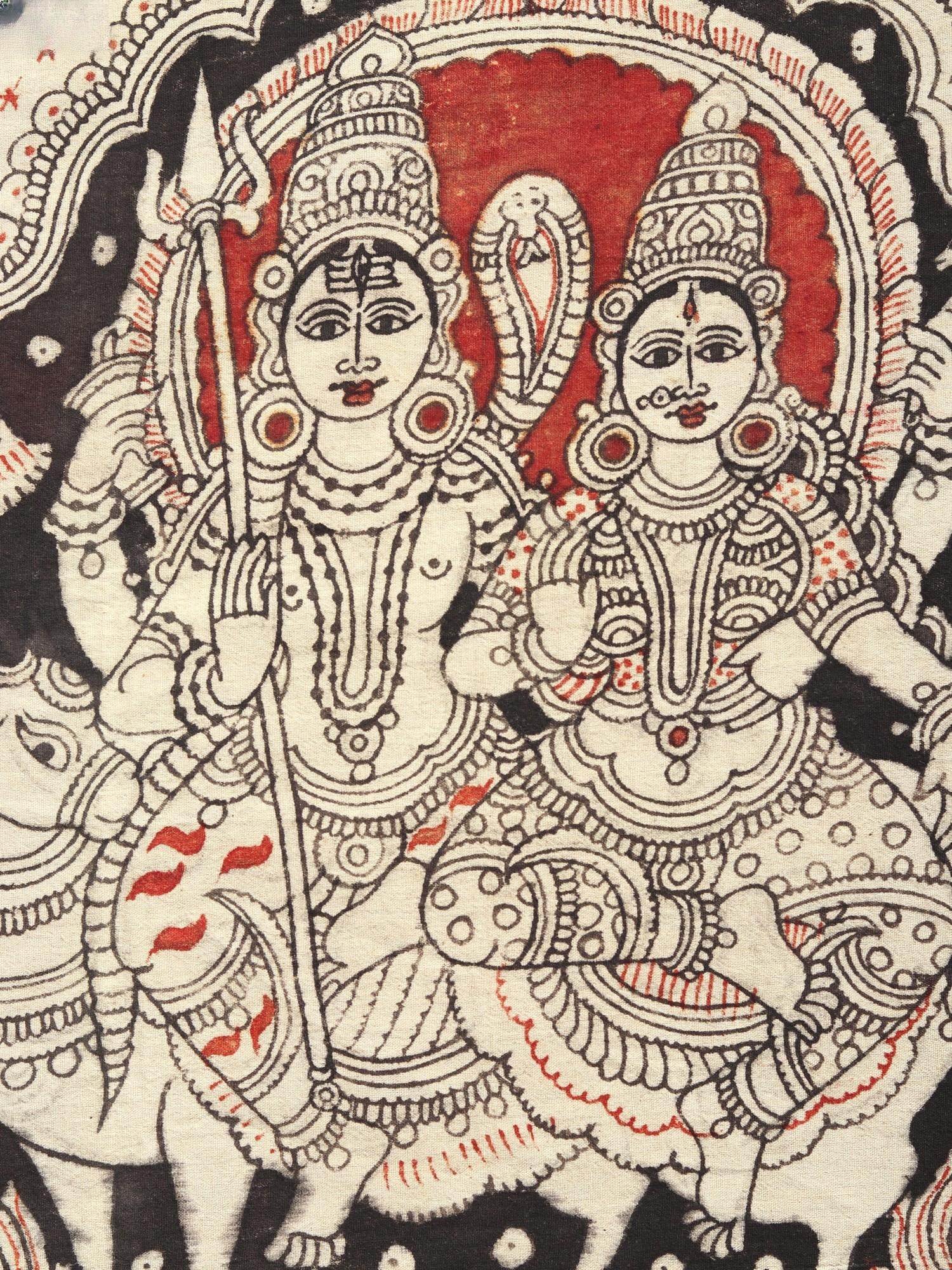Blessing Shiva Parvati | Kalamkari Art - 2